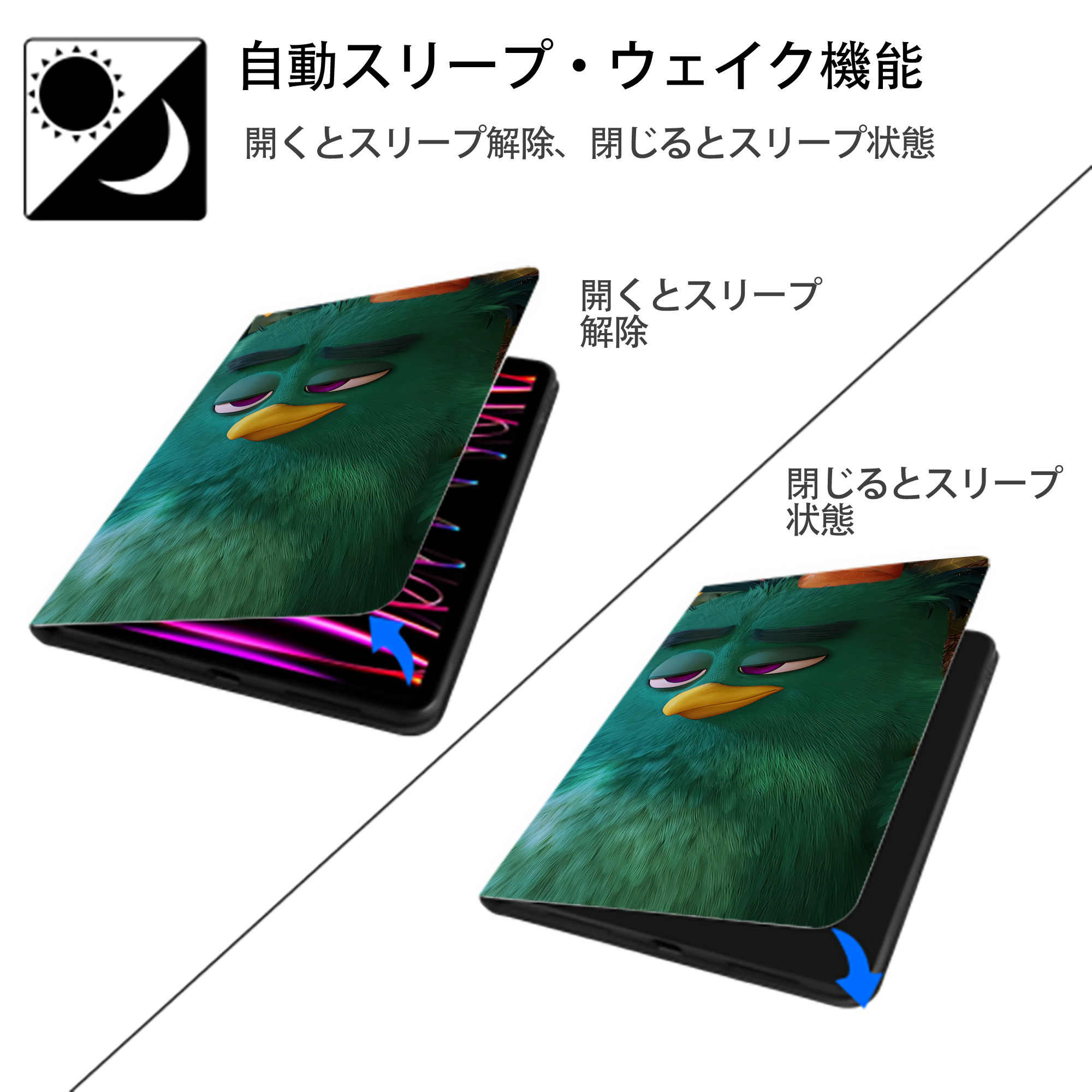Angry Birds アングリーバード IPad ケース ブック型 PUレザー TPU 耐衝撃 軽量 薄型 ペン収納なし 全面保護 IPad 各モデル対応