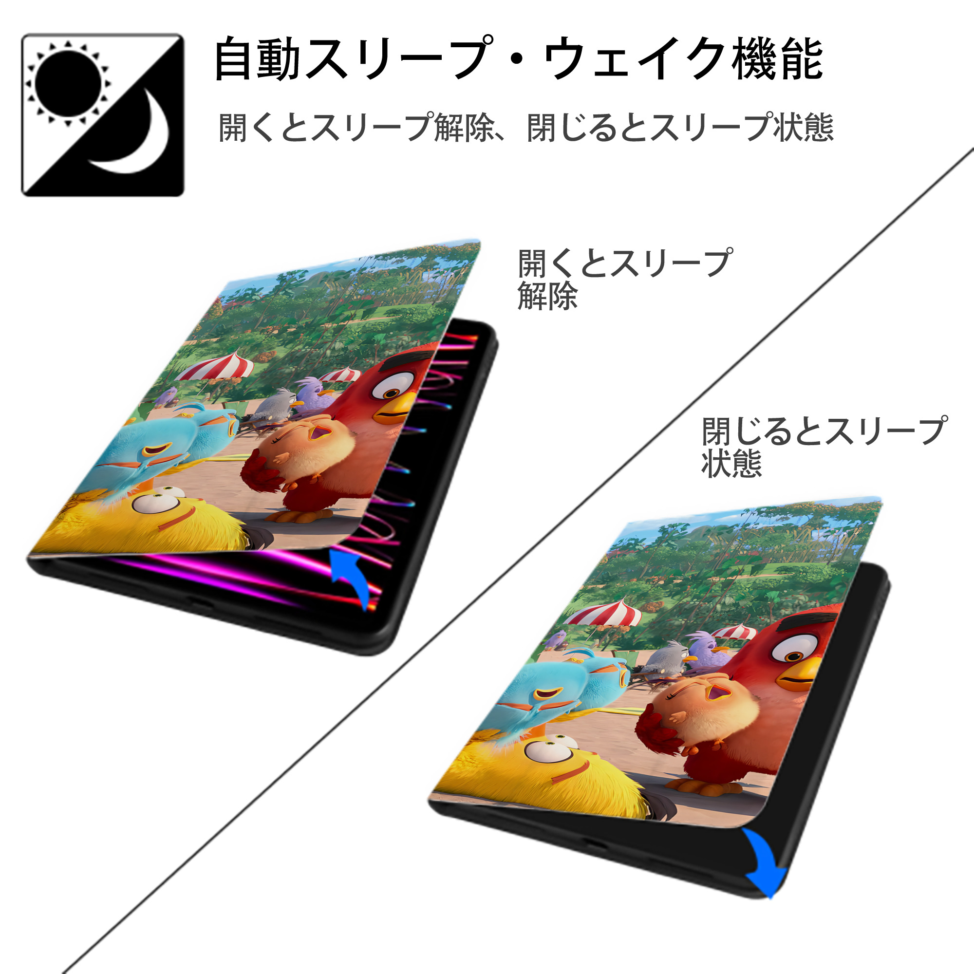 Angry Birds アングリーバード IPad ケース ブック型 PUレザー TPU 耐衝撃 軽量 薄型 ペン収納なし 全面保護 IPad 各モデル対応