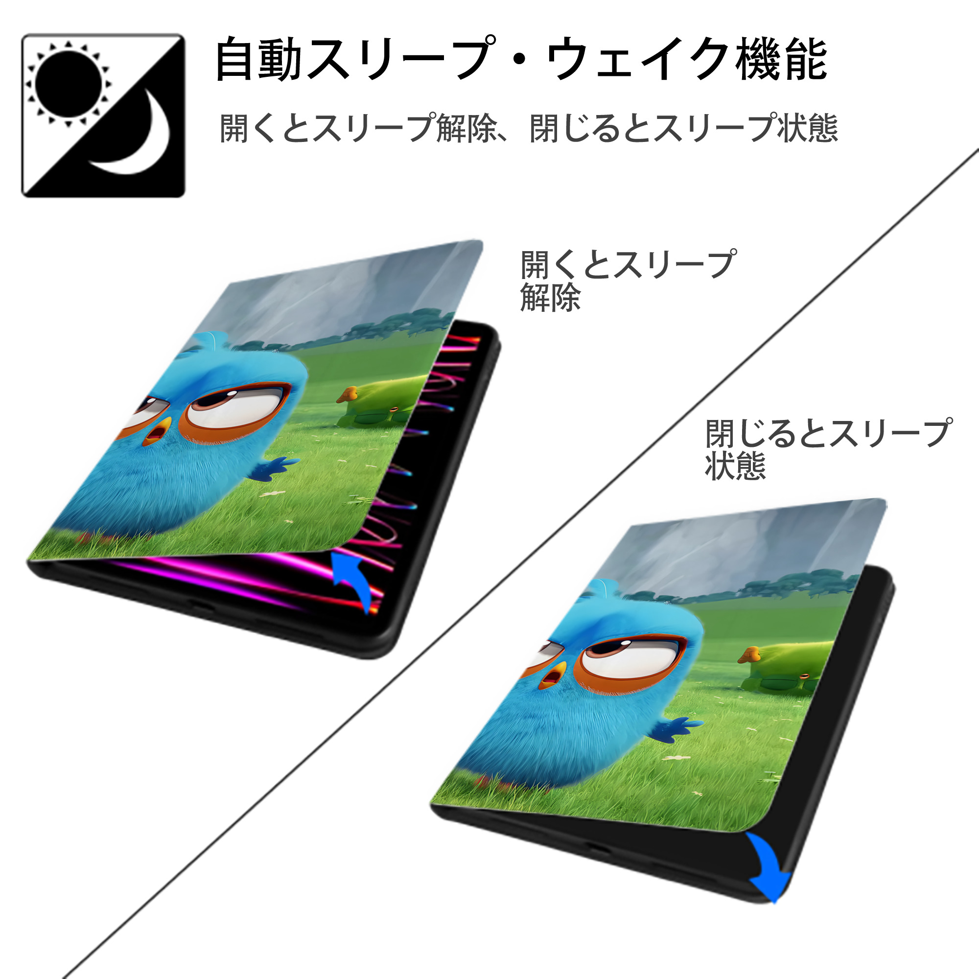 Angry Birds アングリーバード IPad ケース ブック型 PUレザー TPU 耐衝撃 軽量 薄型 ペン収納なし 全面保護 IPad 各モデル対応