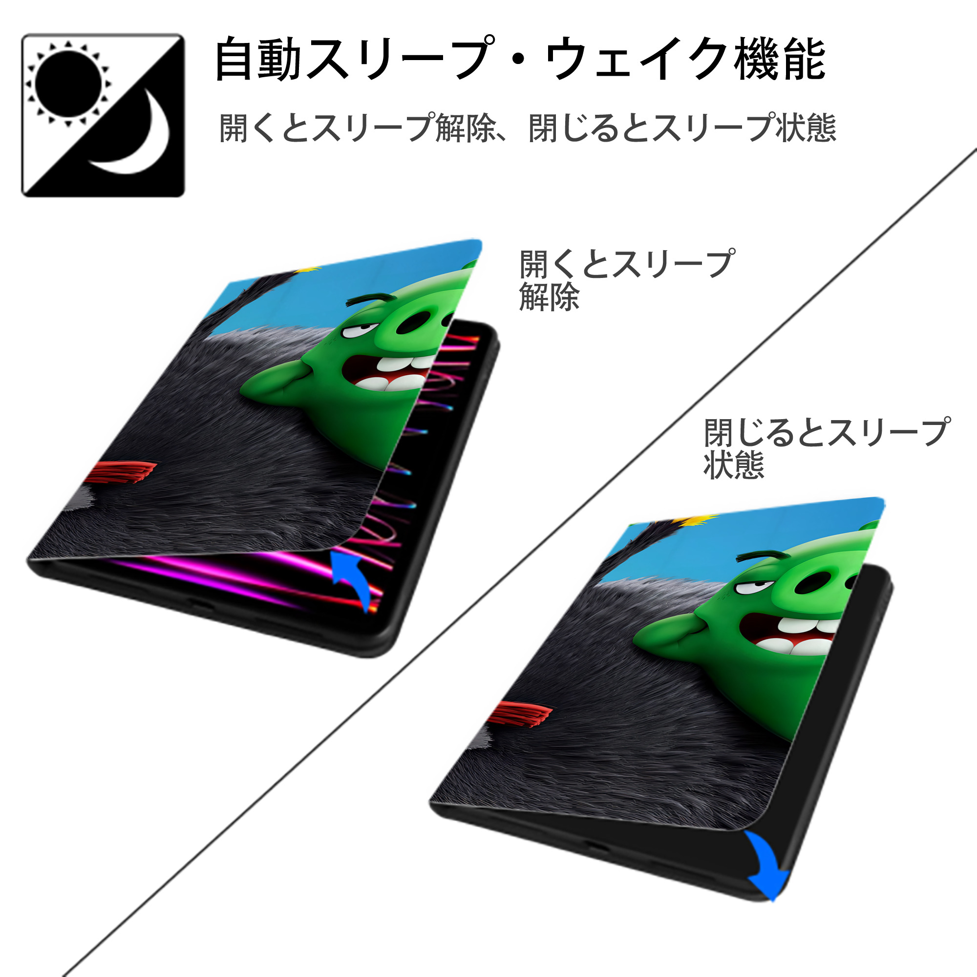 Angry Birds アングリーバード IPad ケース ブック型 PUレザー TPU 耐衝撃 軽量 薄型 ペン収納なし 全面保護 IPad 各モデル対応