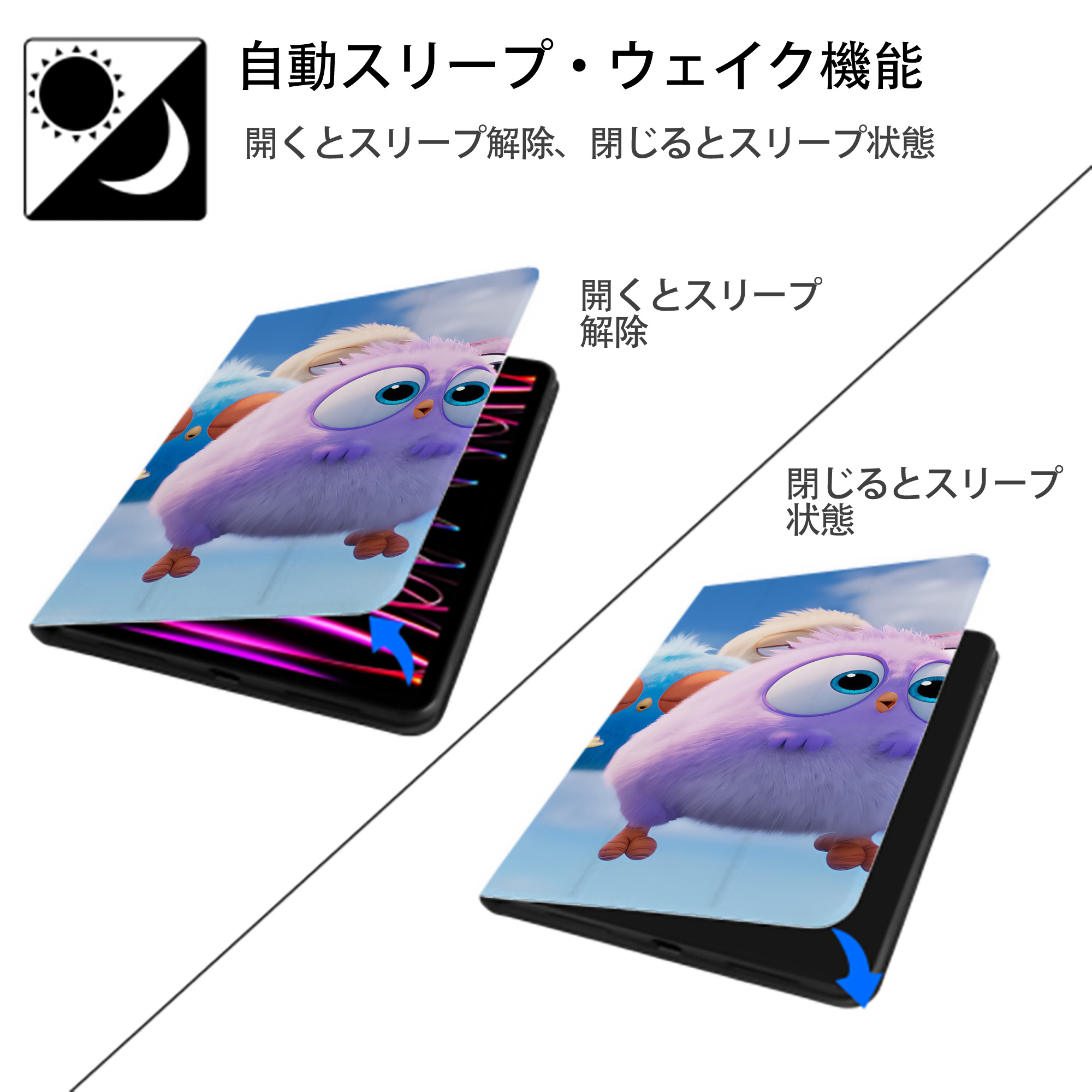 Angry Birds アングリーバード IPad ケース ブック型 PUレザー TPU 耐衝撃 軽量 薄型 ペン収納なし 全面保護 IPad 各モデル対応