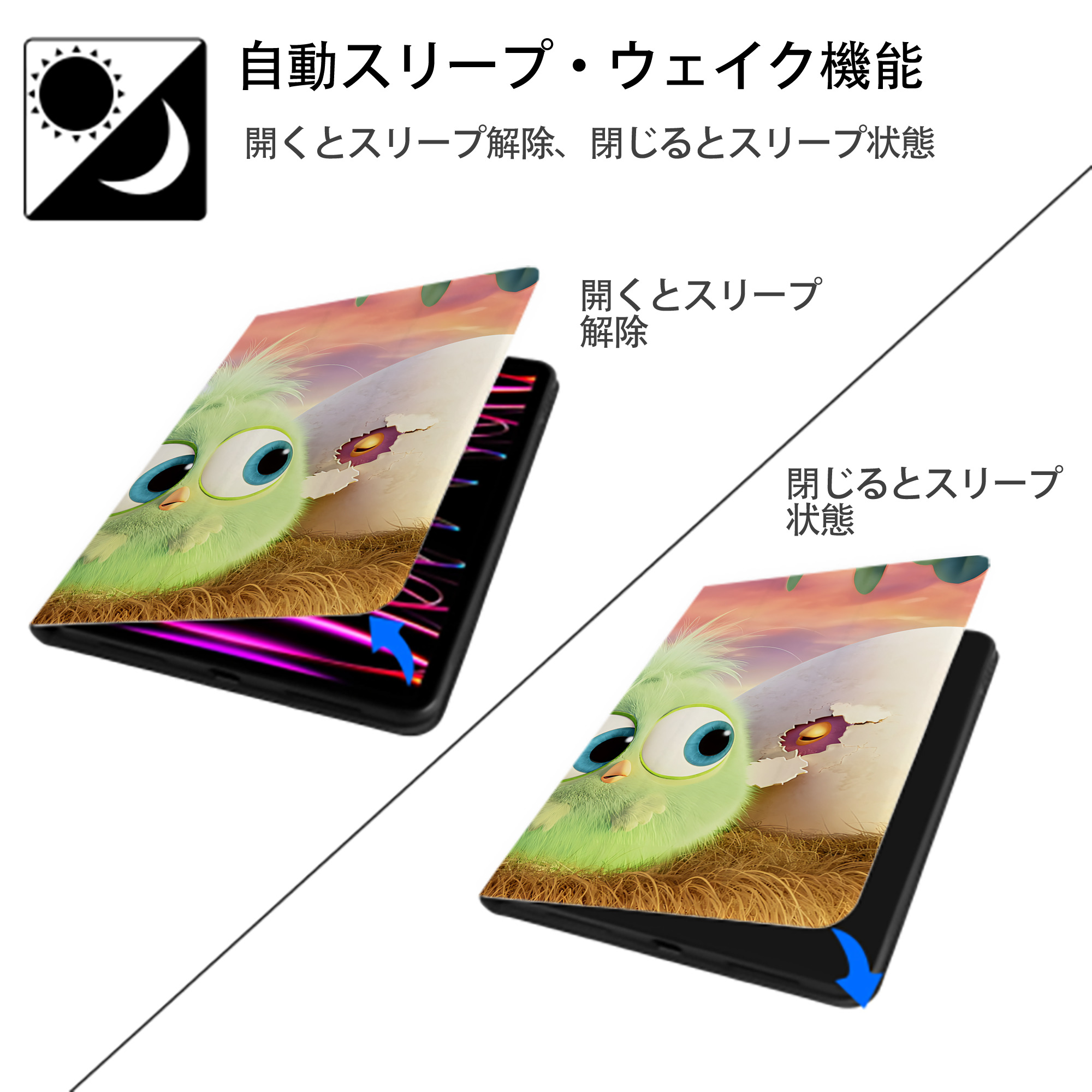 Angry Birds アングリーバード IPad ケース ブック型 PUレザー TPU 耐衝撃 軽量 薄型 ペン収納なし 全面保護 IPad 各モデル対応