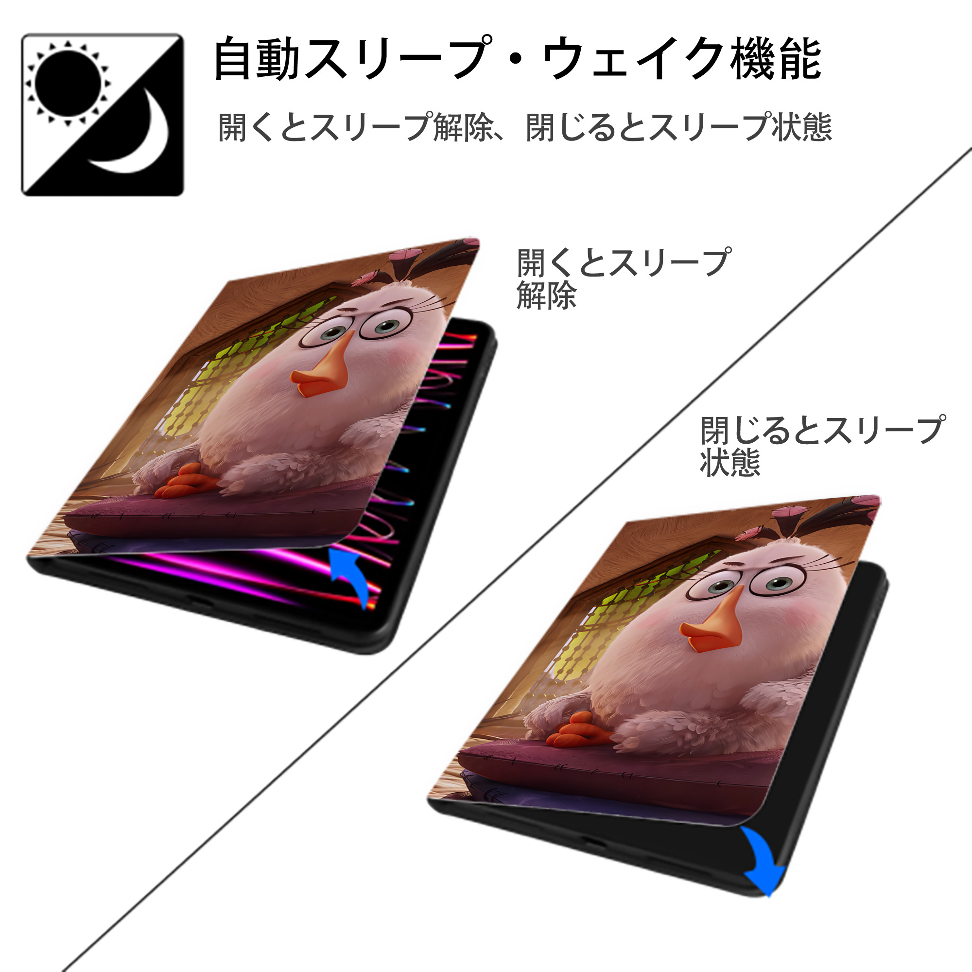 Angry Birds アングリーバード IPad ケース ブック型 PUレザー TPU 耐衝撃 軽量 薄型 ペン収納なし 全面保護 IPad 各モデル対応