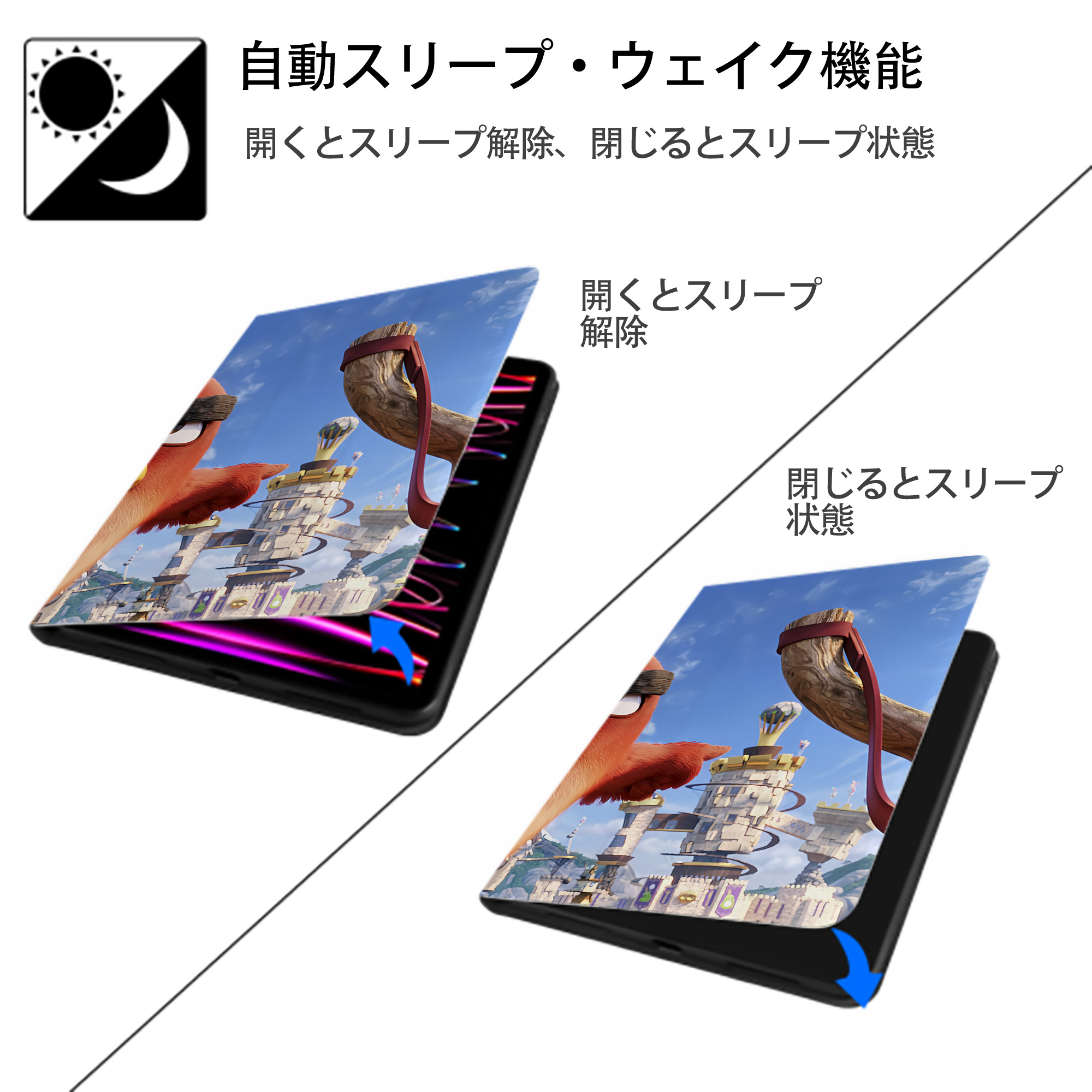 Angry Birds アングリーバード IPad ケース ブック型 PUレザー TPU 耐衝撃 軽量 薄型 ペン収納なし 全面保護 IPad 各モデル対応