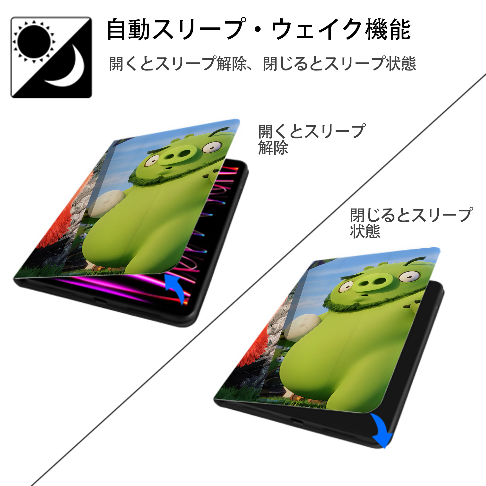 Angry Birds アングリーバード IPad ケース ブック型 PUレザー TPU 耐衝撃 軽量 薄型 ペン収納なし 全面保護 IPad 各モデル対応