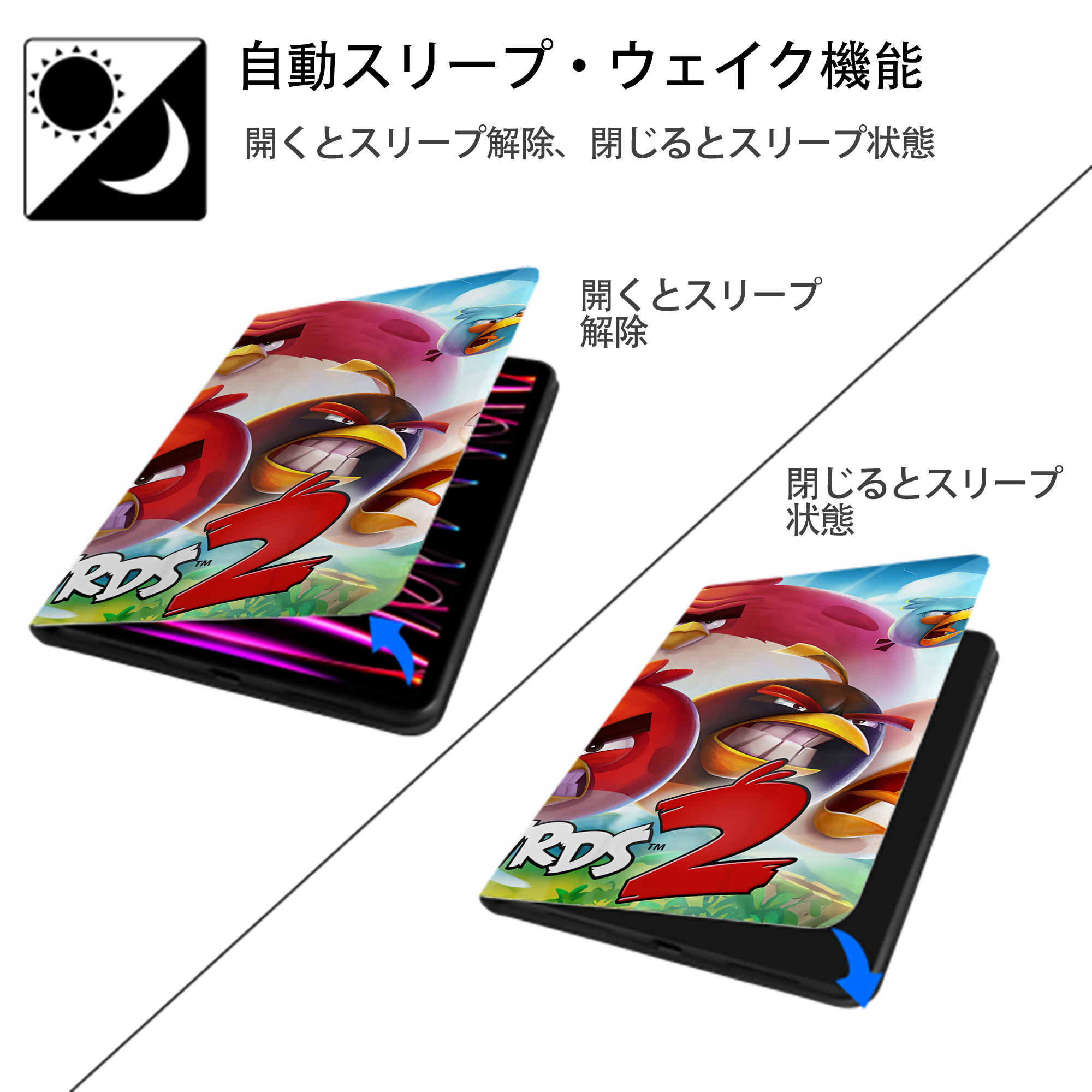 Angry Birds アングリーバード IPad ケース ブック型 PUレザー TPU 耐衝撃 軽量 薄型 ペン収納なし 全面保護 IPad 各モデル対応