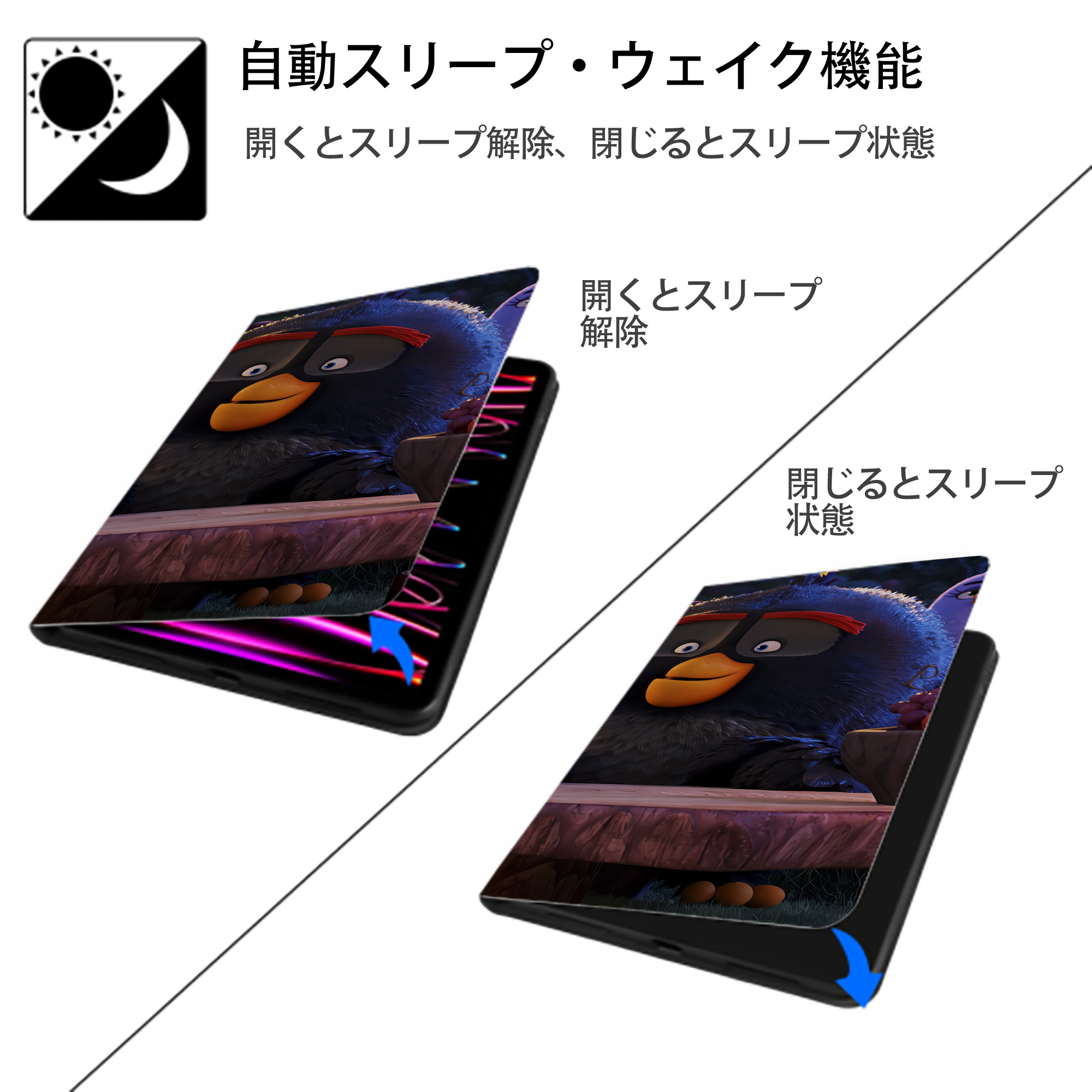 Angry Birds アングリーバード IPad ケース ブック型 PUレザー TPU 耐衝撃 軽量 薄型 ペン収納なし 全面保護 IPad 各モデル対応