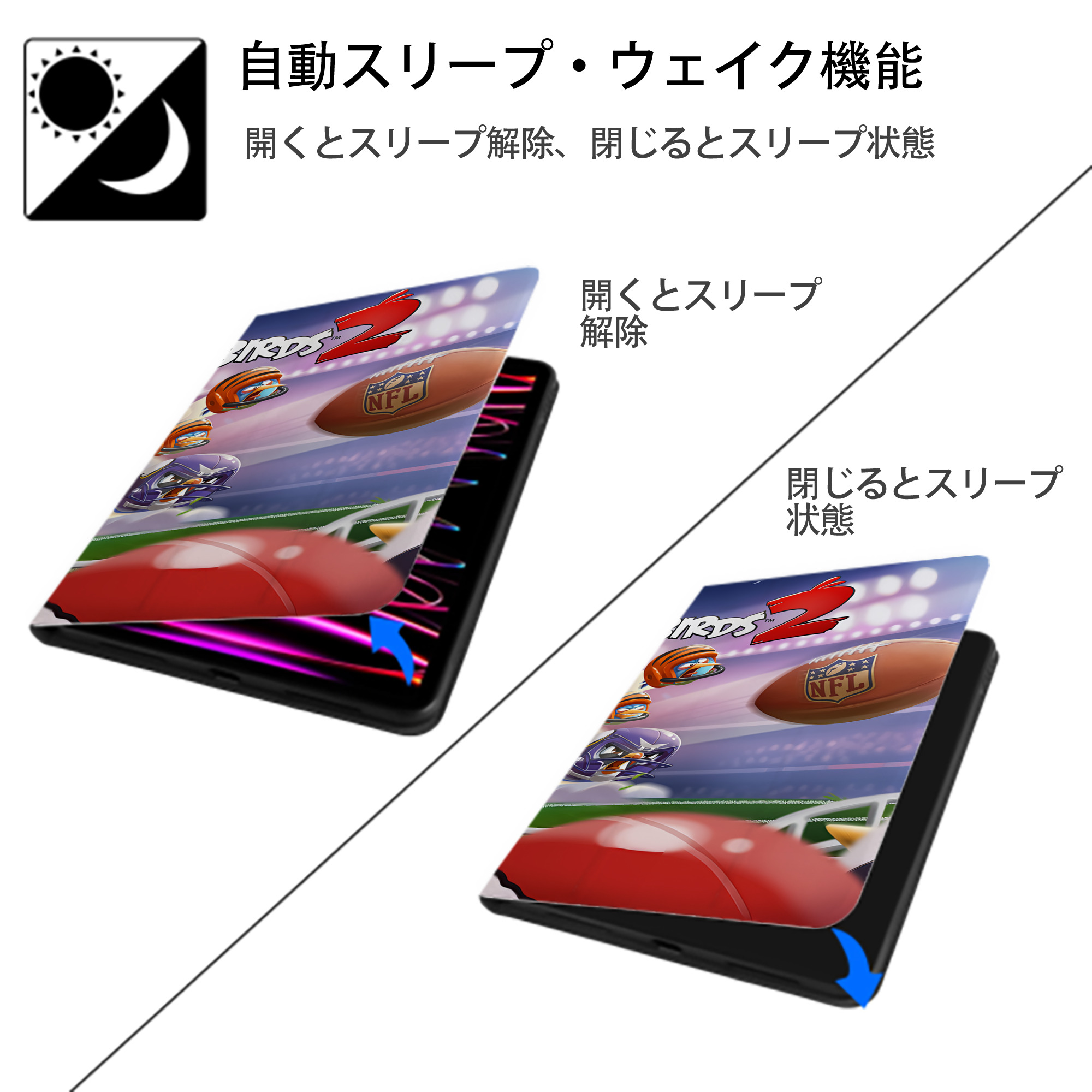Angry Birds アングリーバード IPad ケース ブック型 PUレザー TPU 耐衝撃 軽量 薄型 ペン収納なし 全面保護 IPad 各モデル対応