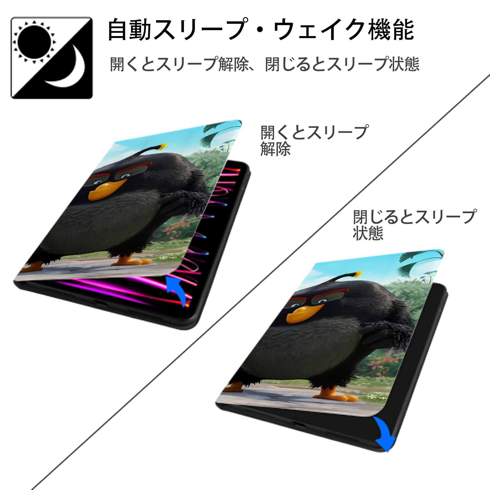 Angry Birds アングリーバード IPad ケース ブック型 PUレザー TPU 耐衝撃 軽量 薄型 ペン収納なし 全面保護 IPad 各モデル対応