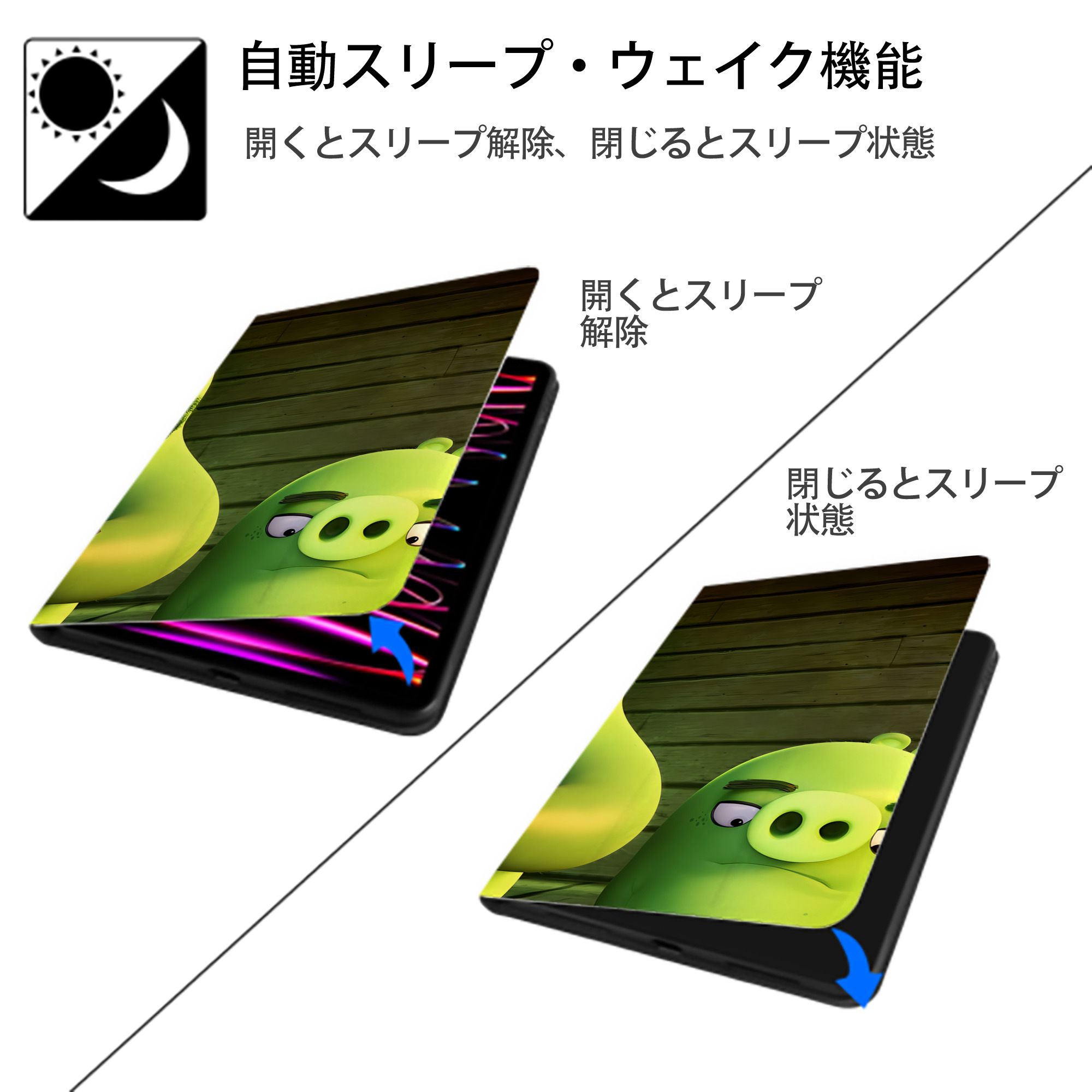 Angry Birds アングリーバード IPad ケース ブック型 PUレザー TPU 耐衝撃 軽量 薄型 ペン収納なし 全面保護 IPad 各モデル対応