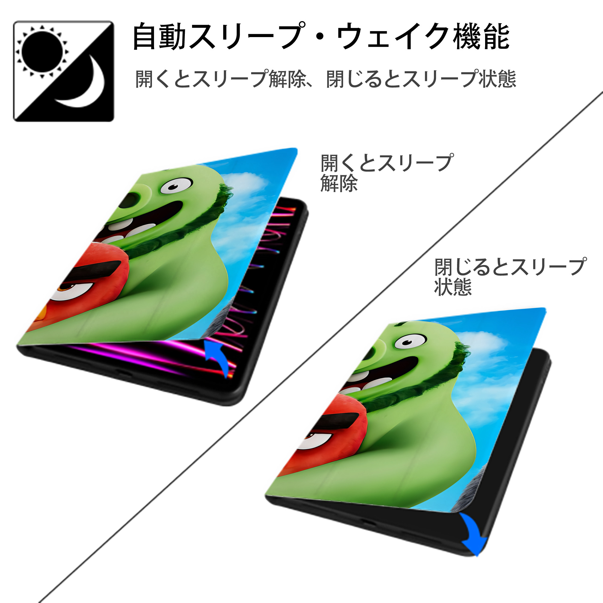 Angry Birds アングリーバード IPad ケース ブック型 PUレザー TPU 耐衝撃 軽量 薄型 ペン収納なし 全面保護 IPad 各モデル対応