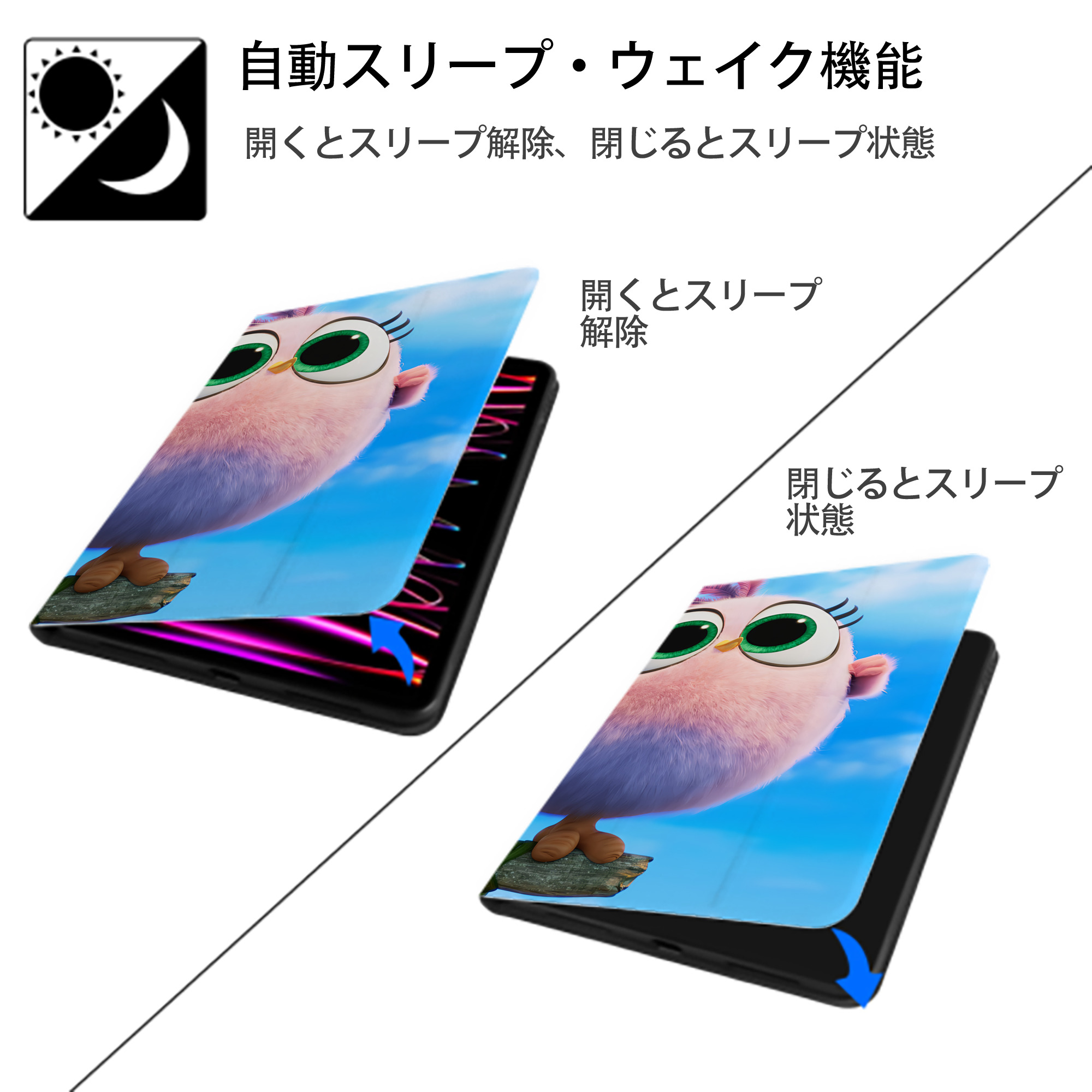 Angry Birds アングリーバード IPad ケース ブック型 PUレザー TPU 耐衝撃 軽量 薄型 ペン収納なし 全面保護 IPad 各モデル対応