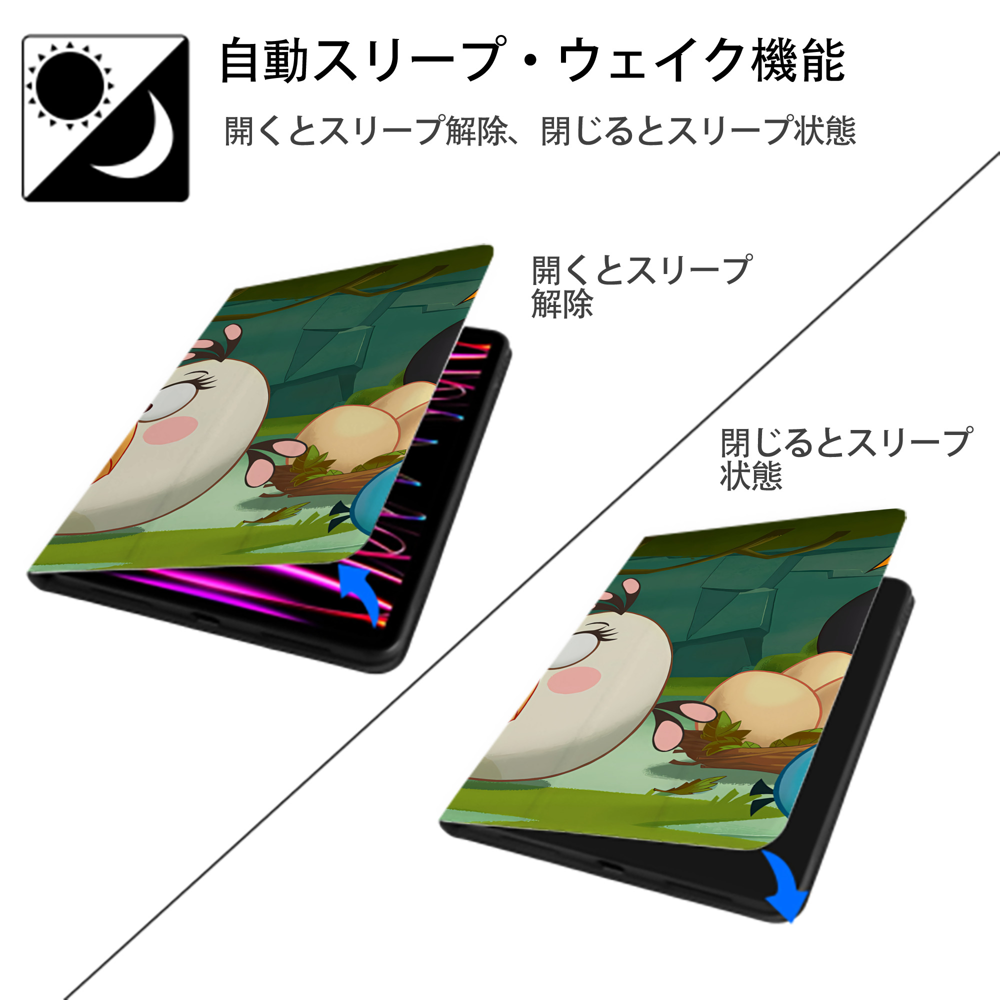 Angry Birds アングリーバード IPad ケース ブック型 PUレザー TPU 耐衝撃 軽量 薄型 ペン収納なし 全面保護 IPad 各モデル対応