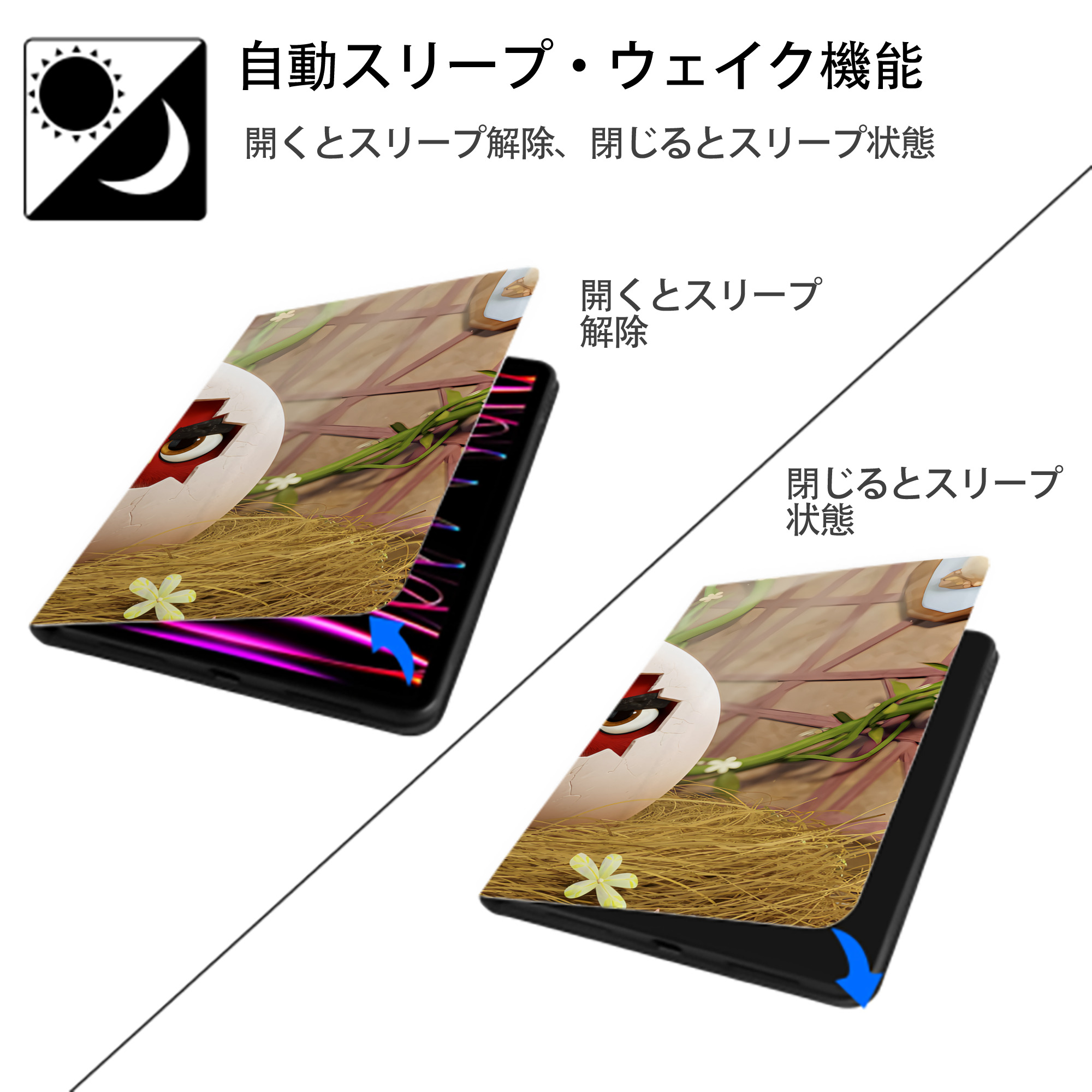 Angry Birds アングリーバード IPad ケース ブック型 PUレザー TPU 耐衝撃 軽量 薄型 ペン収納なし 全面保護 IPad 各モデル対応