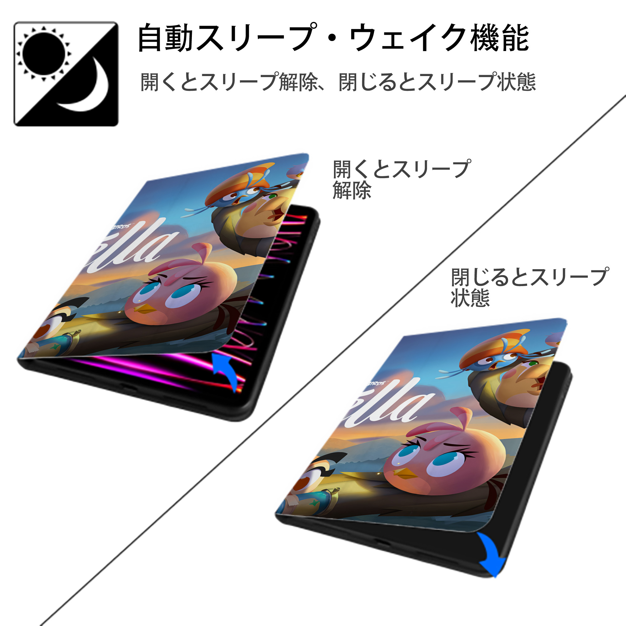 Angry Birds アングリーバード IPad ケース ブック型 PUレザー TPU 耐衝撃 軽量 薄型 ペン収納なし 全面保護 IPad 各モデル対応