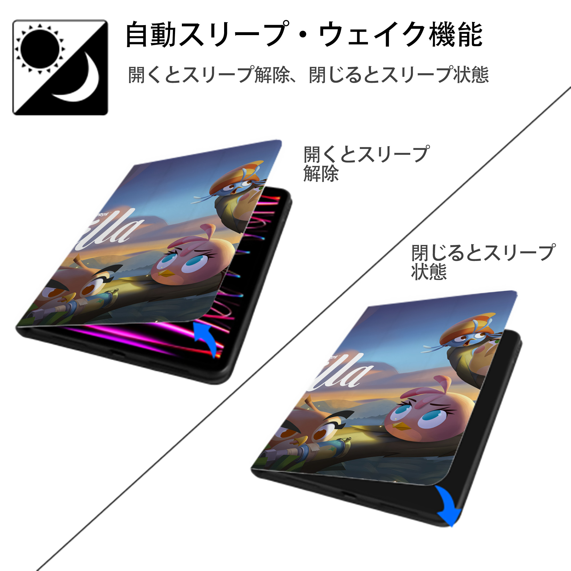 Angry Birds アングリーバード IPad ケース ブック型 PUレザー TPU 耐衝撃 軽量 薄型 ペン収納なし 全面保護 IPad 各モデル対応