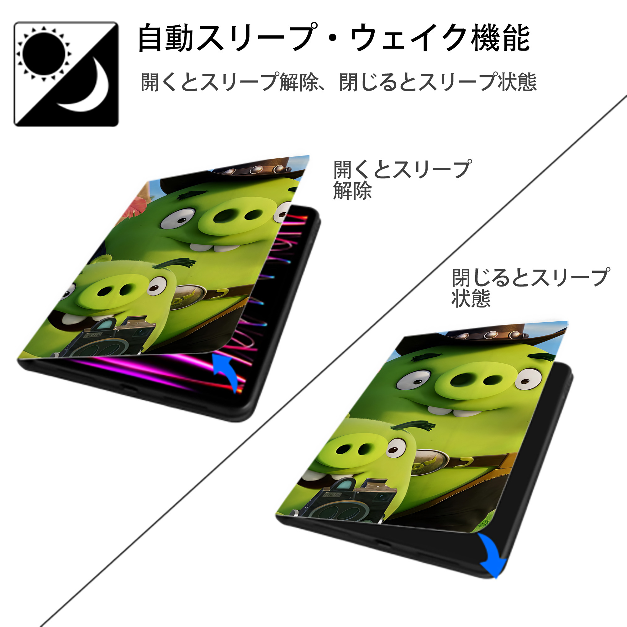 Angry Birds アングリーバード IPad ケース ブック型 PUレザー TPU 耐衝撃 軽量 薄型 ペン収納なし 全面保護 IPad 各モデル対応