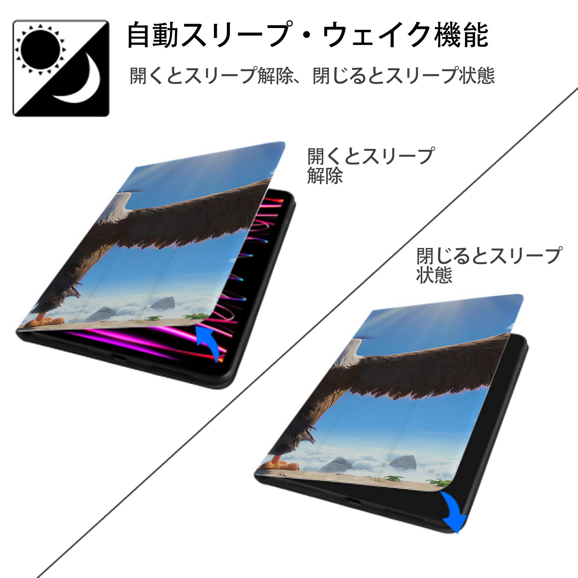 Angry Birds アングリーバード IPad ケース ブック型 PUレザー TPU 耐衝撃 軽量 薄型 ペン収納なし 全面保護 IPad 各モデル対応