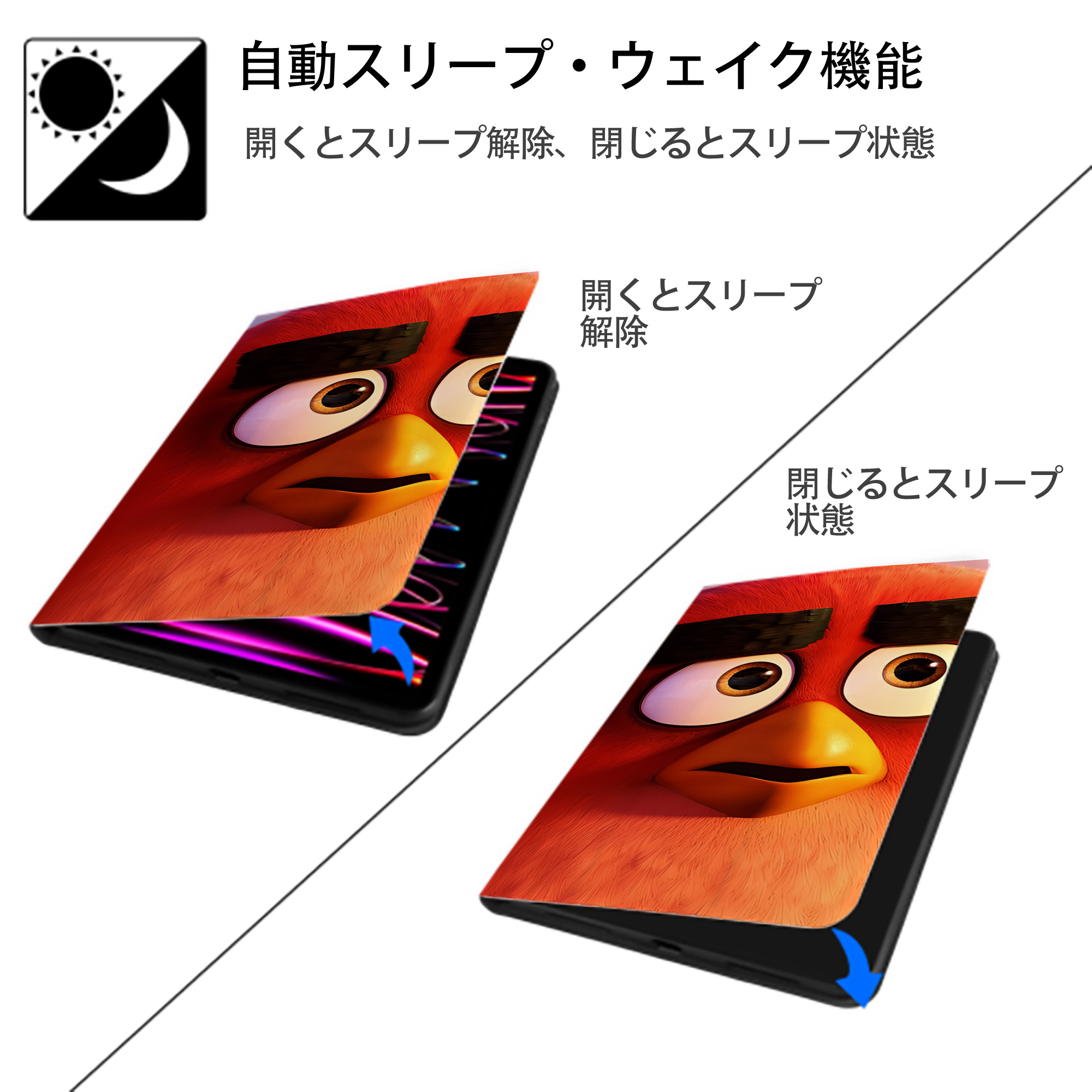 Angry Birds アングリーバード IPad ケース ブック型 PUレザー TPU 耐衝撃 軽量 薄型 ペン収納なし 全面保護 IPad 各モデル対応