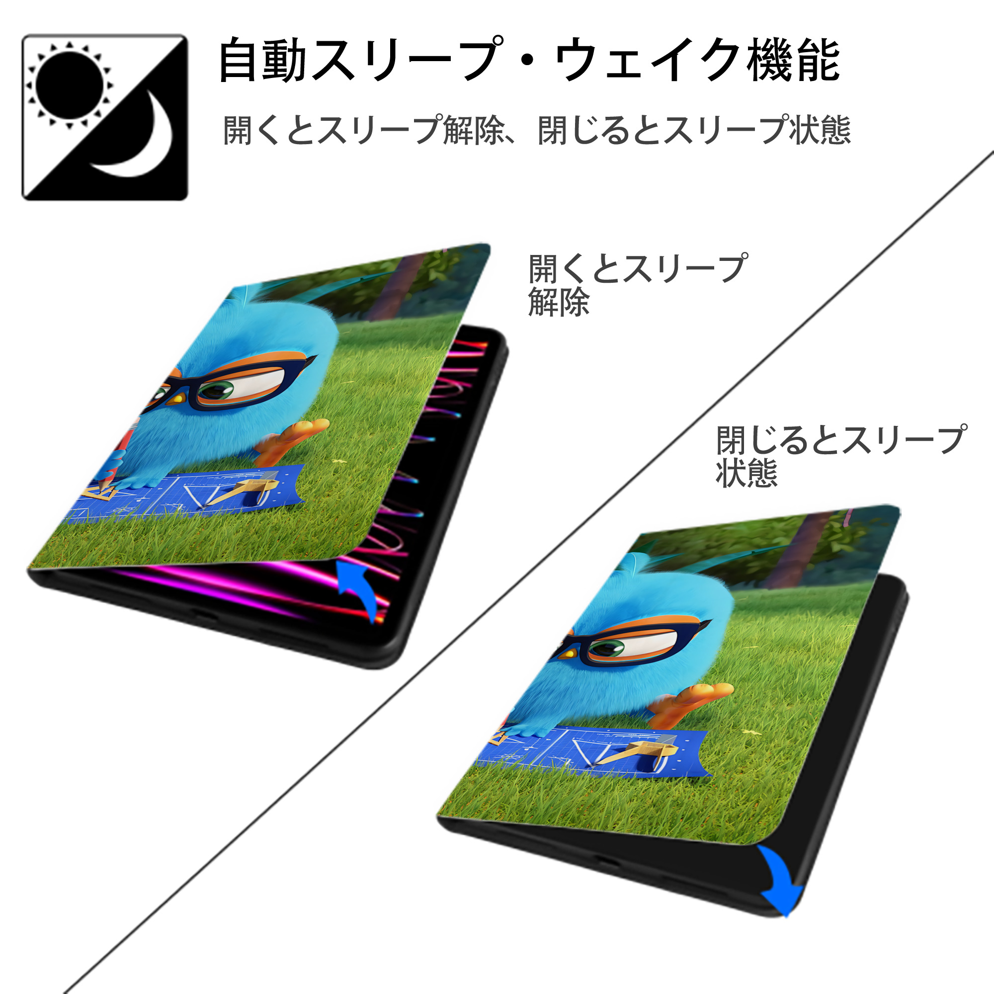 Angry Birds アングリーバード IPadケース ペンホルダー付き ブックスタイルデザイン