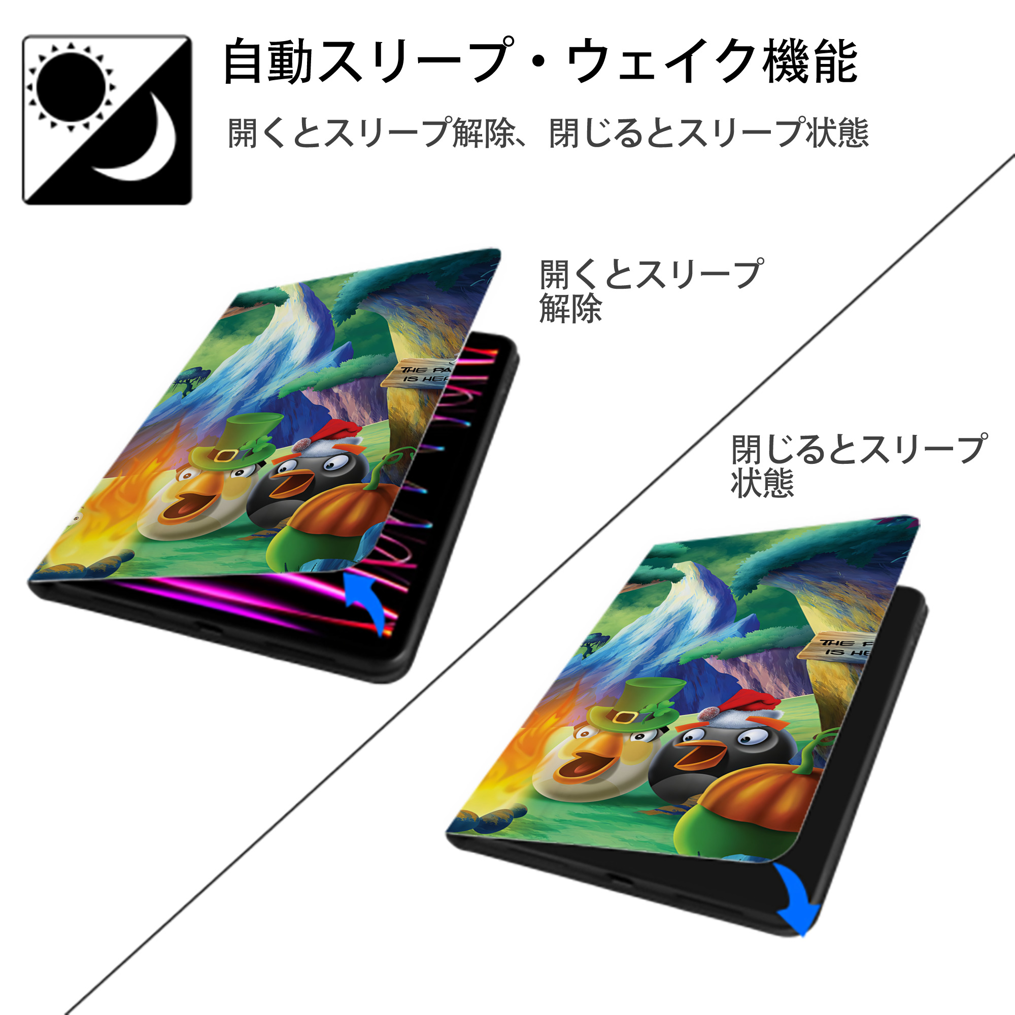 Angry Birds アングリーバード IPadケース ペンホルダー付き ブックスタイルデザイン