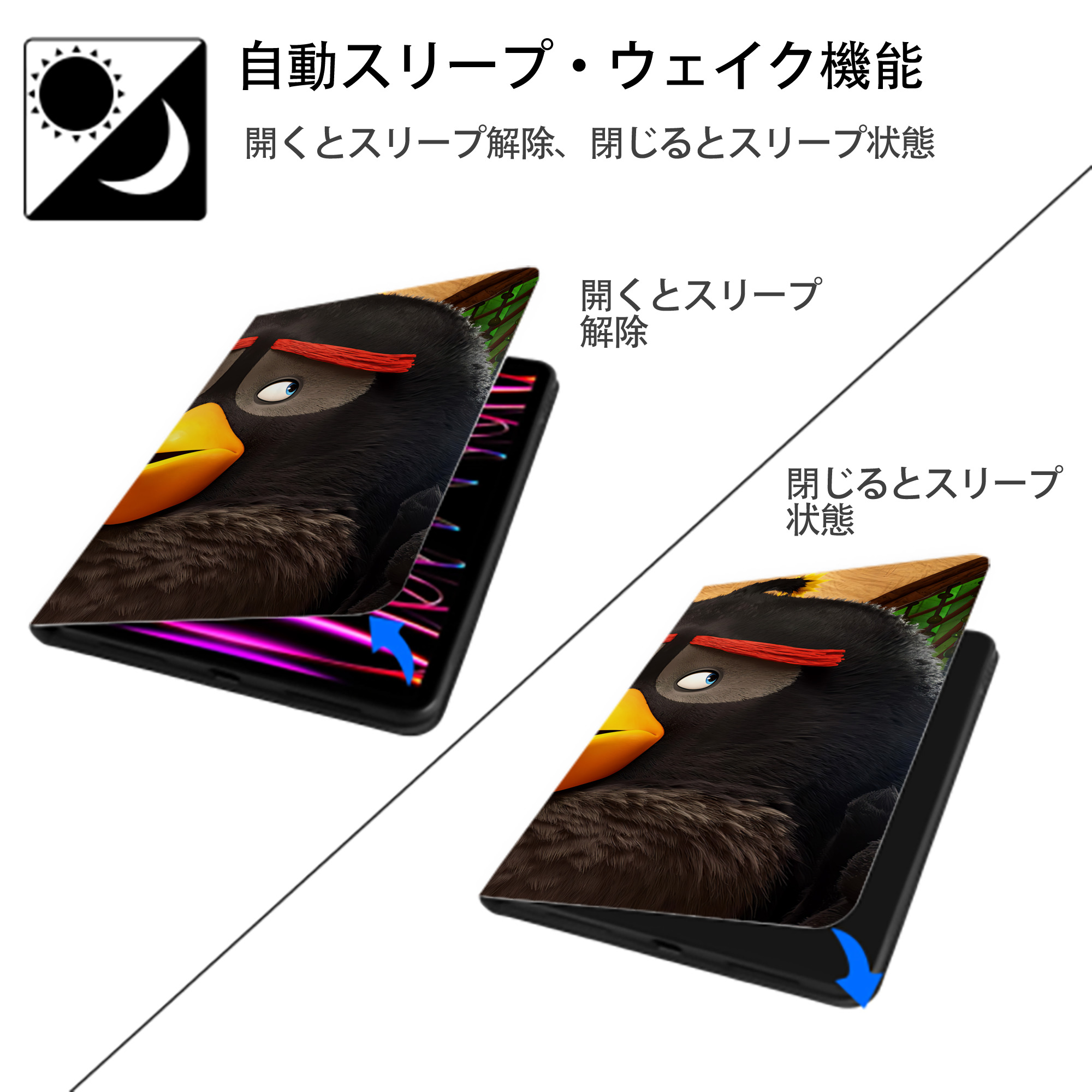 Angry Birds アングリーバード IPadケース ペンホルダー付き ブックスタイルデザイン