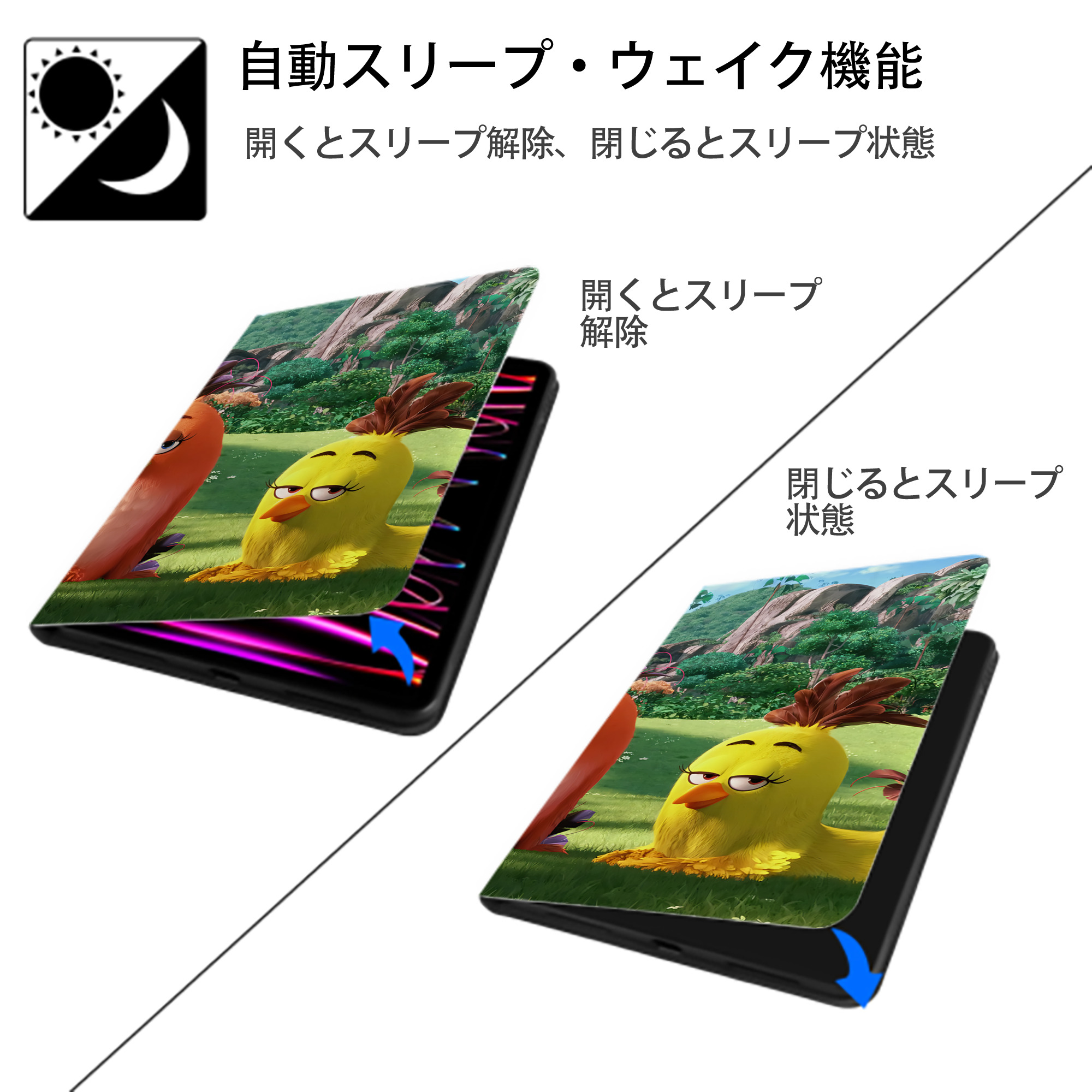 Angry Birds アングリーバード IPadケース ペンホルダー付き ブックスタイルデザイン