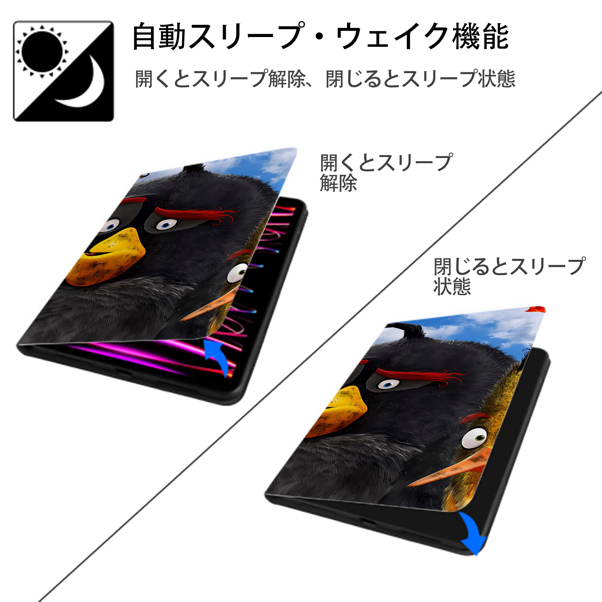 Angry Birds アングリーバード IPadケース ペンホルダー付き ブックスタイルデザイン