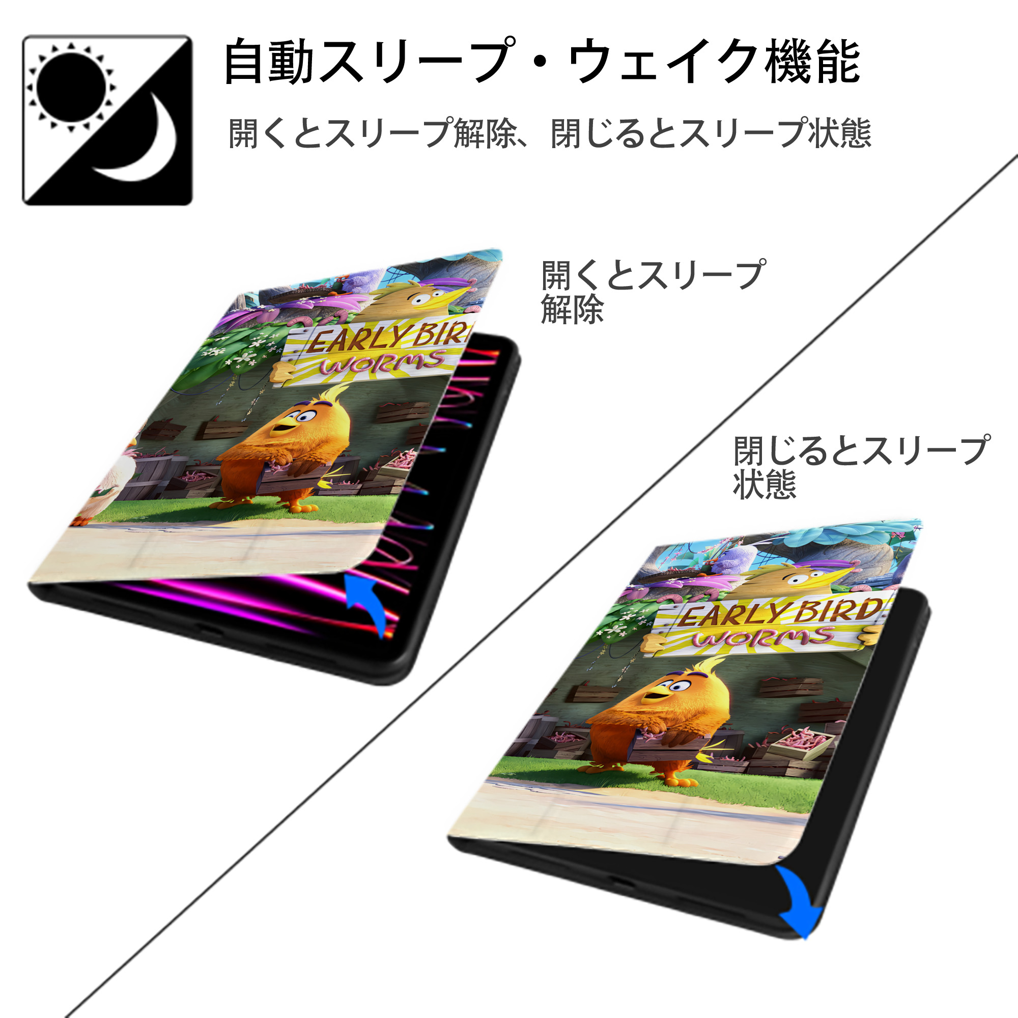 Angry Birds アングリーバード IPadケース ペンホルダー付き ブックスタイルデザイン
