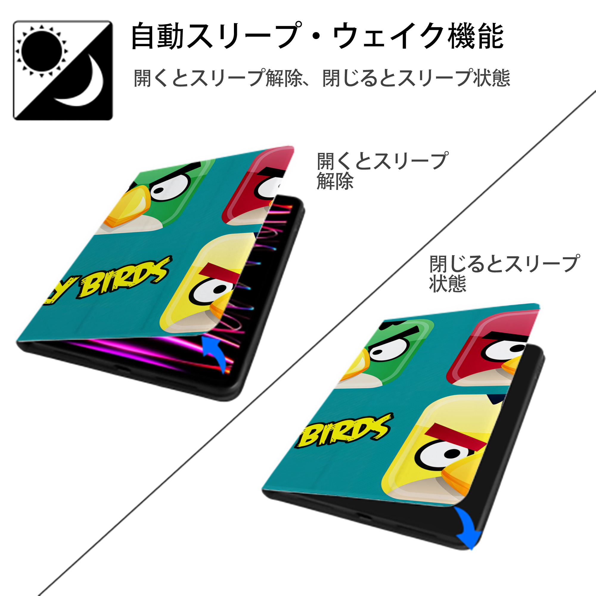 Angry Birds アングリーバード IPadケース ペンホルダー付き ブックスタイルデザイン