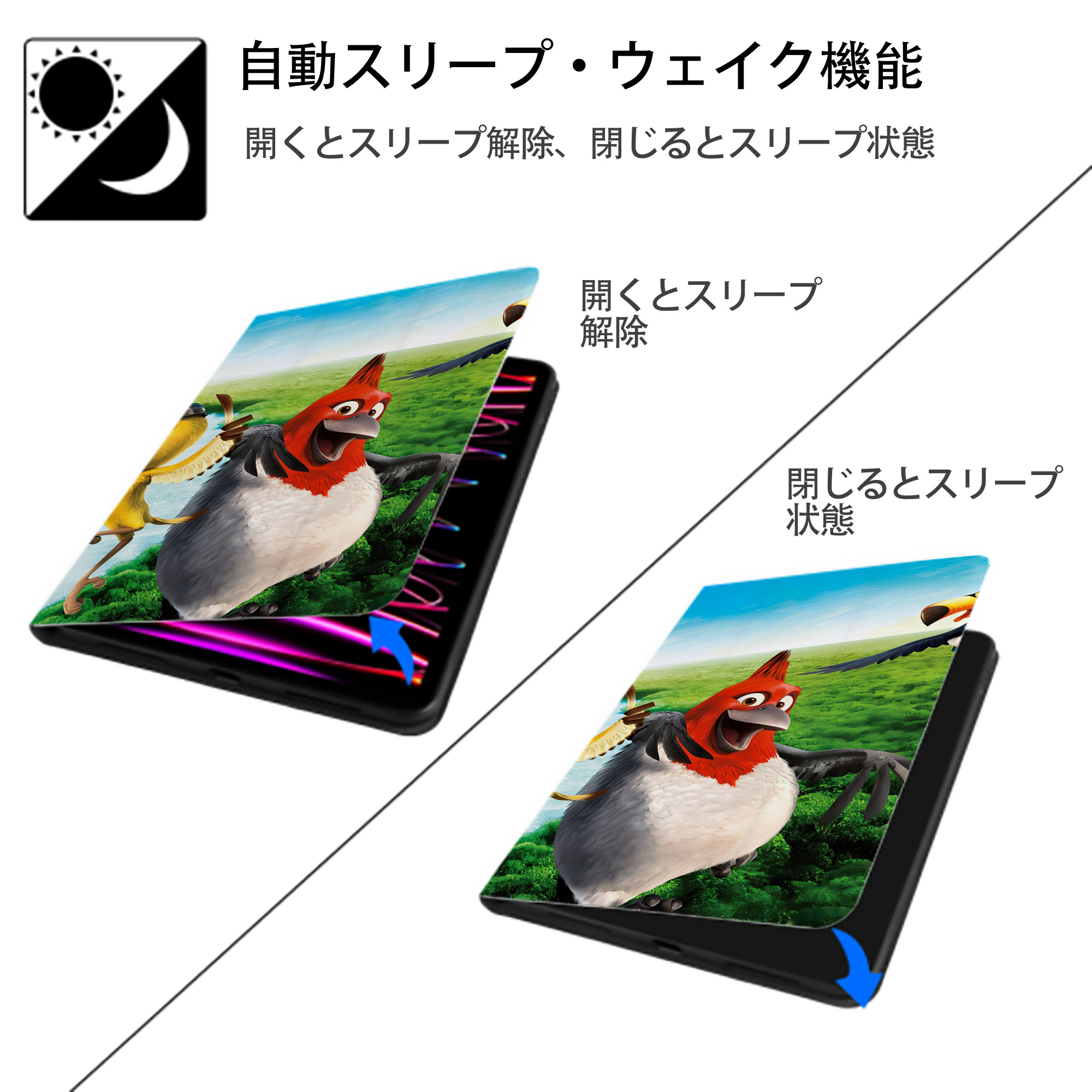 Angry Birds アングリーバード IPadケース ペンホルダー付き ブックスタイルデザイン