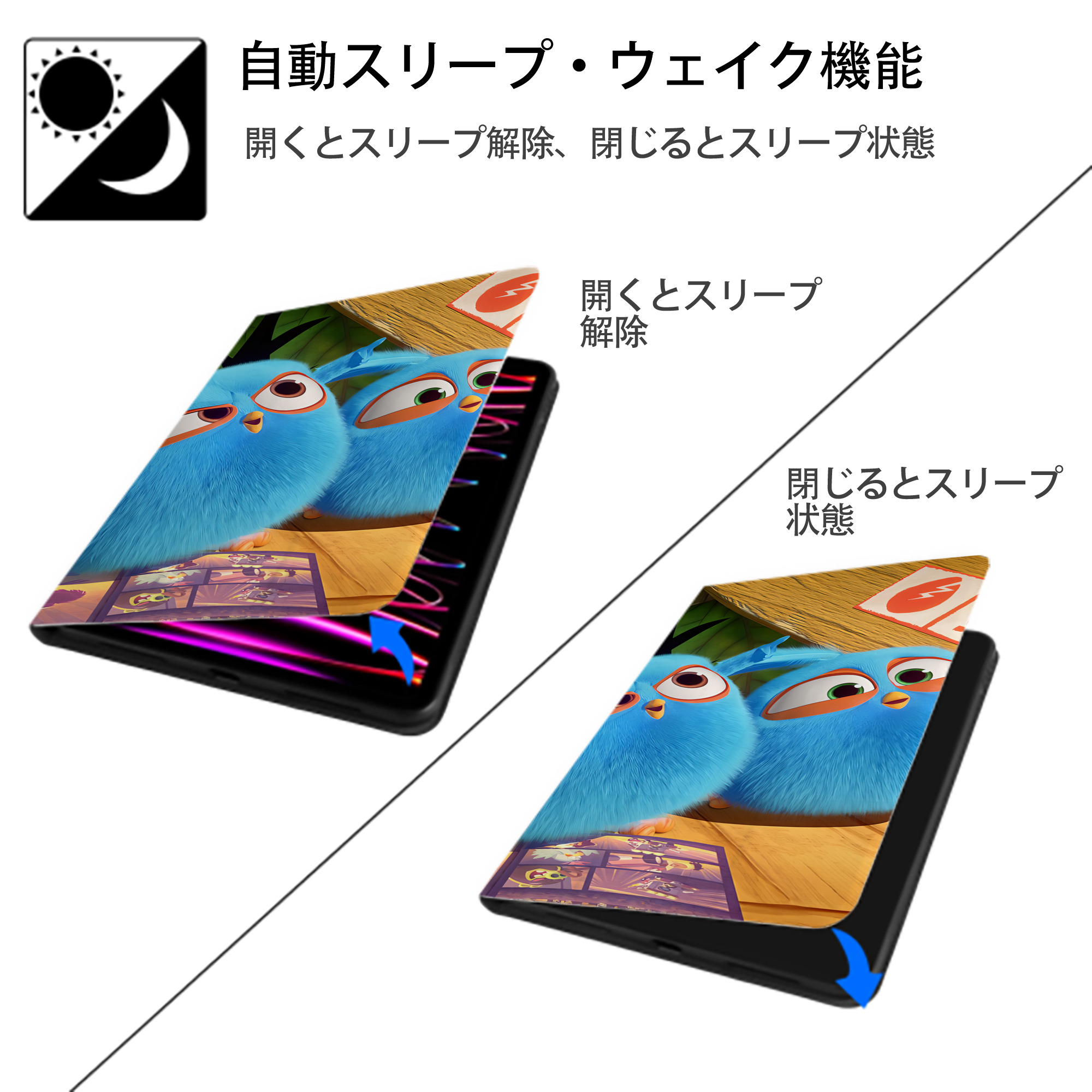 Angry Birds アングリーバード IPadケース ペンホルダー付き ブックスタイルデザイン