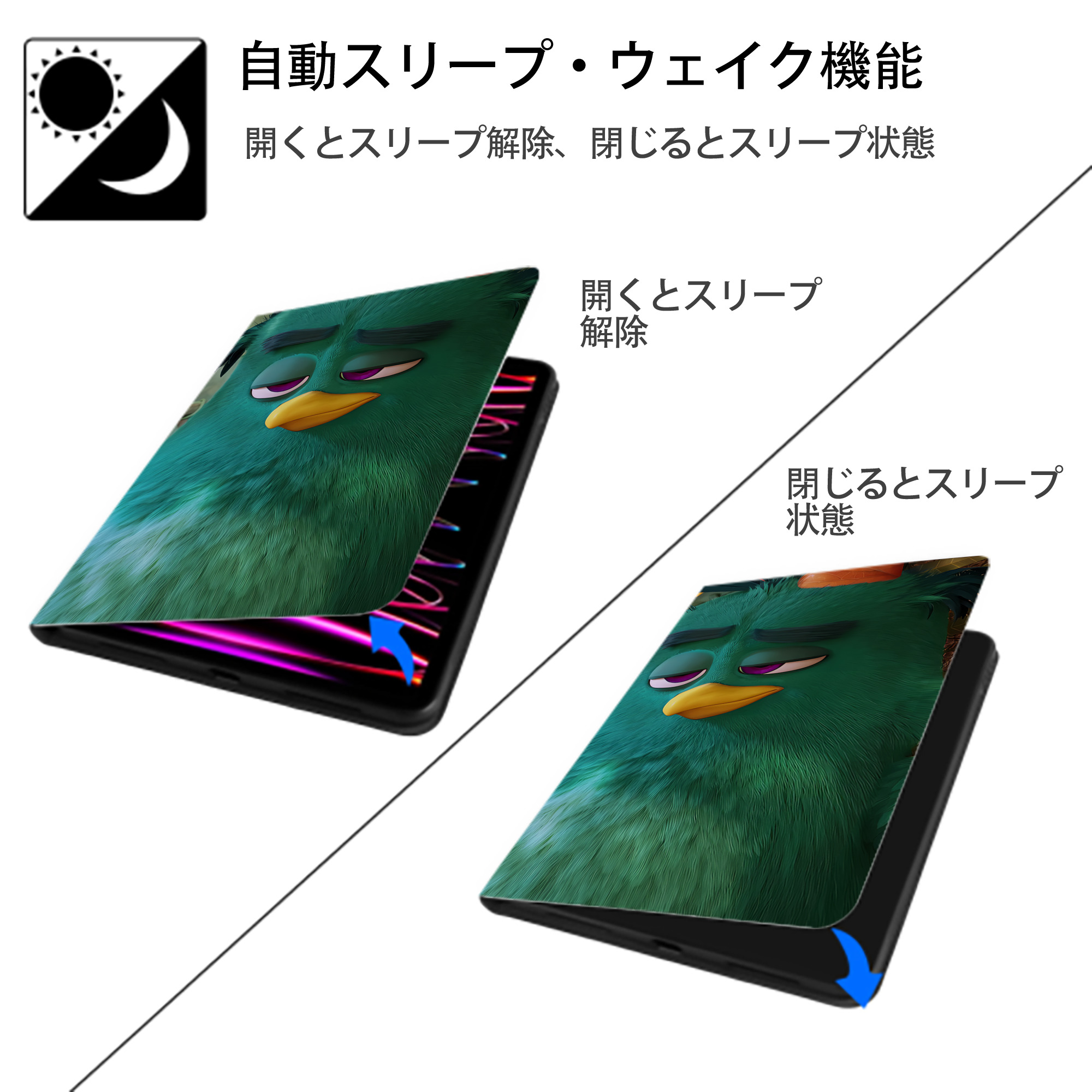Angry Birds アングリーバード IPadケース ペンホルダー付き ブックスタイルデザイン