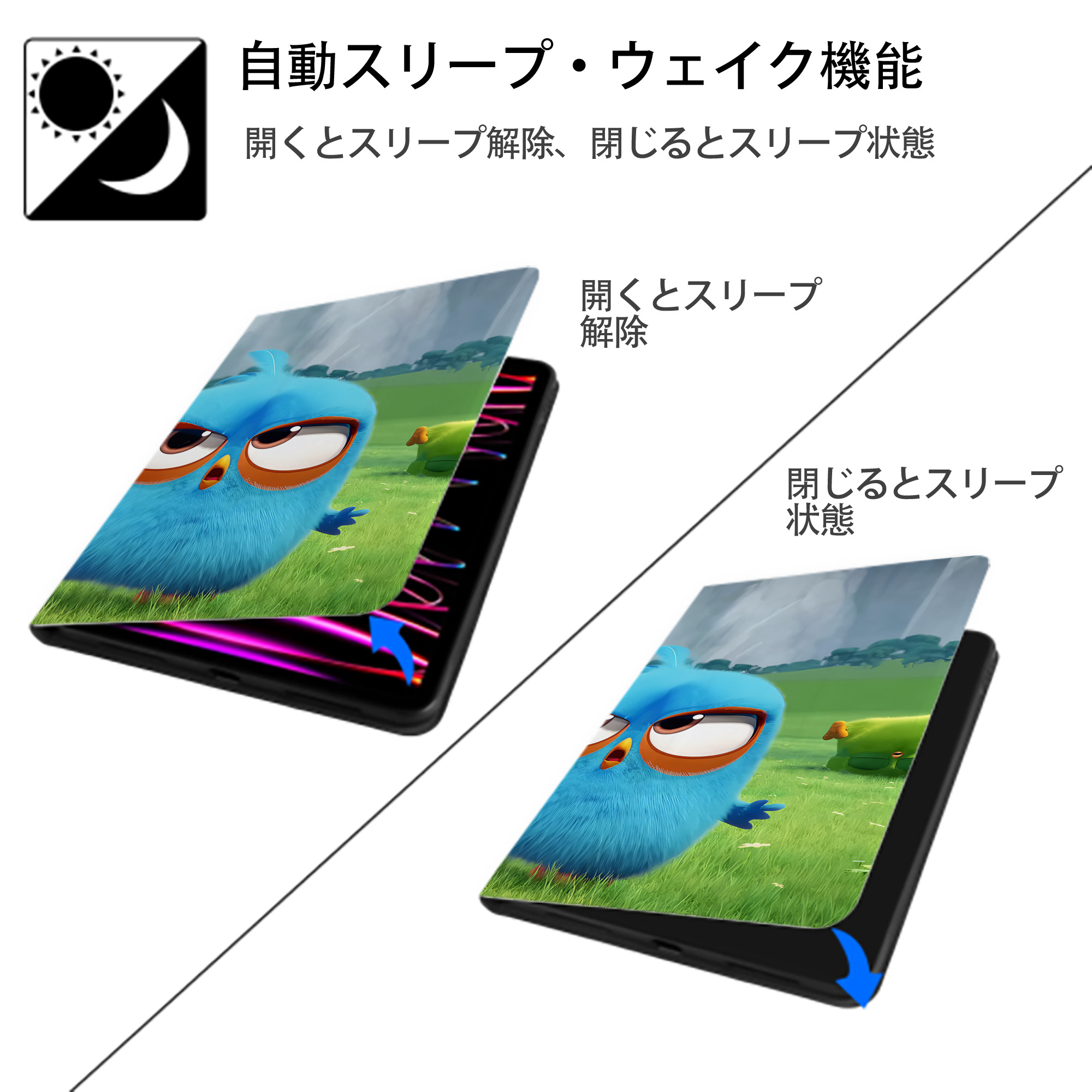 Angry Birds アングリーバード IPadケース ペンホルダー付き ブックスタイルデザイン