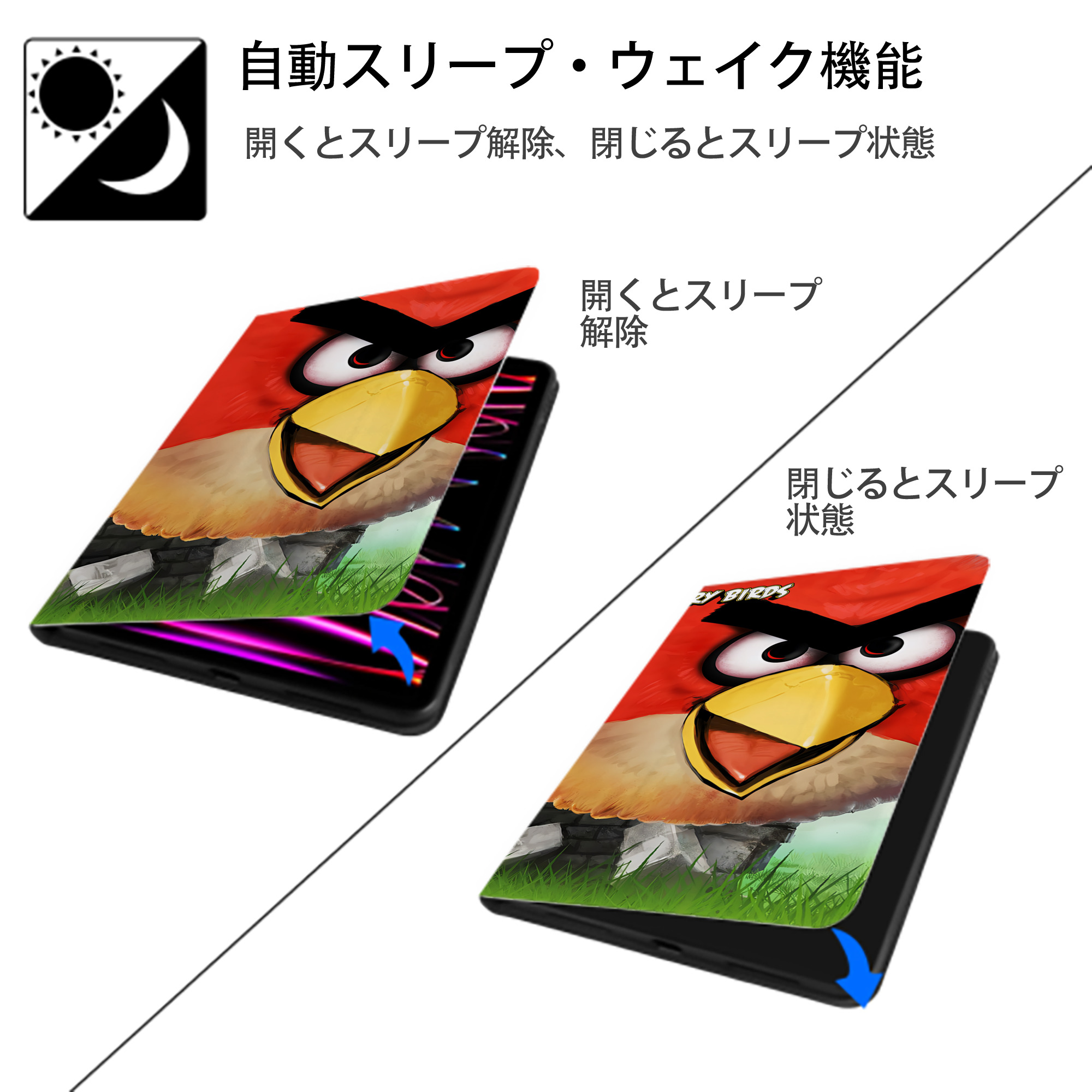 Angry Birds アングリーバード IPadケース ペンホルダー付き ブックスタイルデザイン