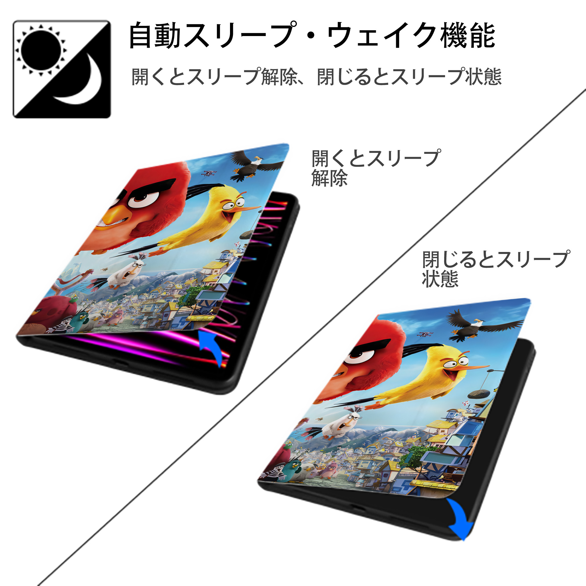 Angry Birds アングリーバード IPadケース ペンホルダー付き ブックスタイルデザイン