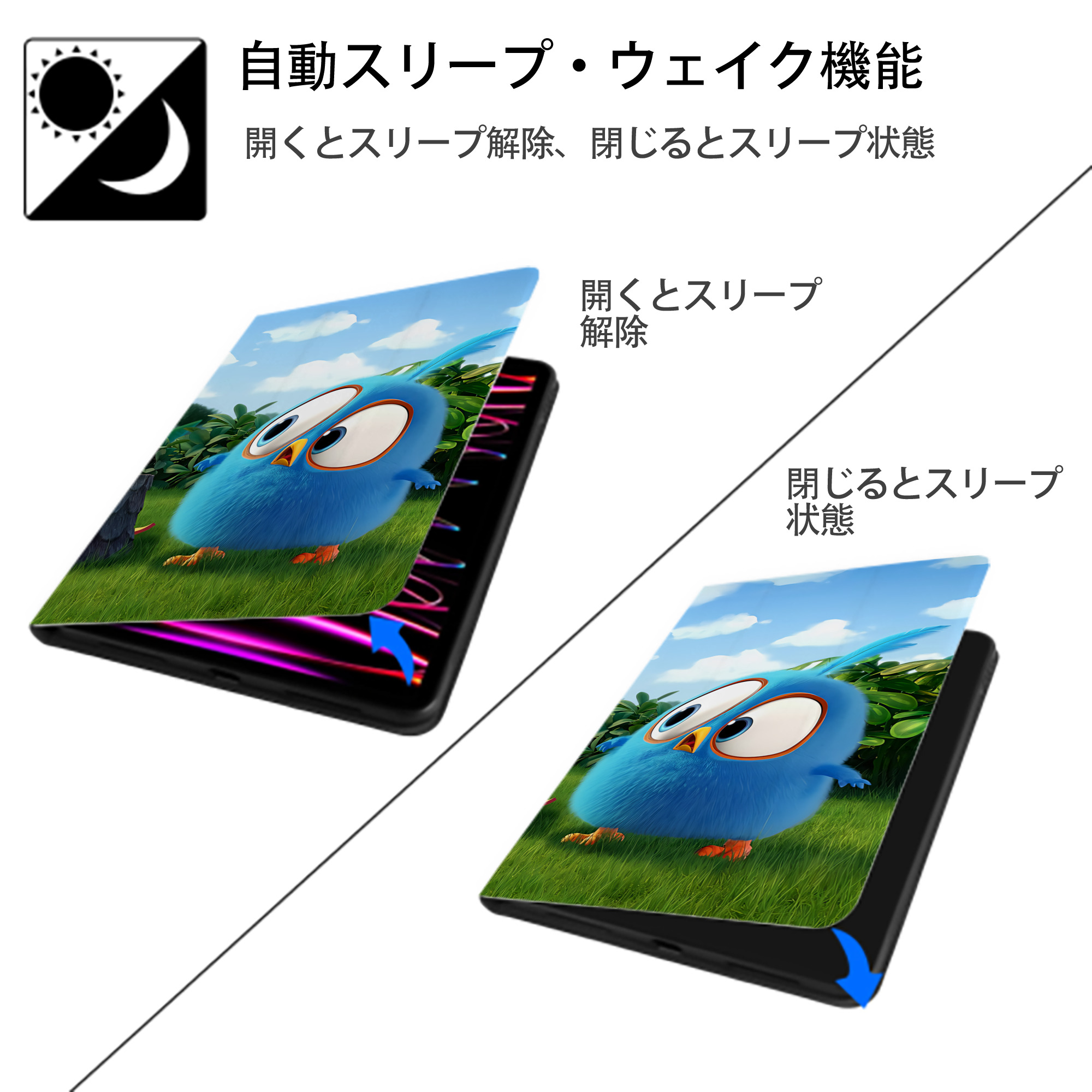Angry Birds アングリーバード IPadケース ペンホルダー付き ブックスタイルデザイン