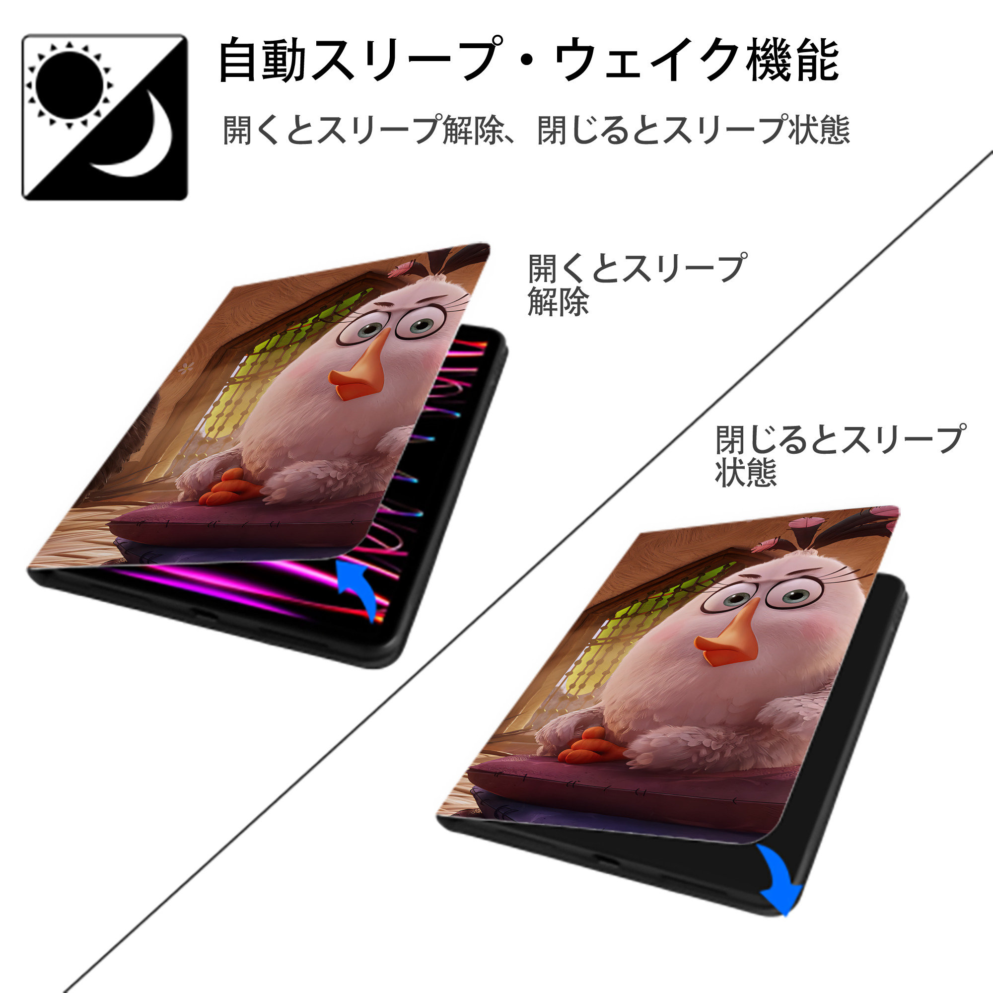 Angry Birds アングリーバード IPadケース ペンホルダー付き ブックスタイルデザイン