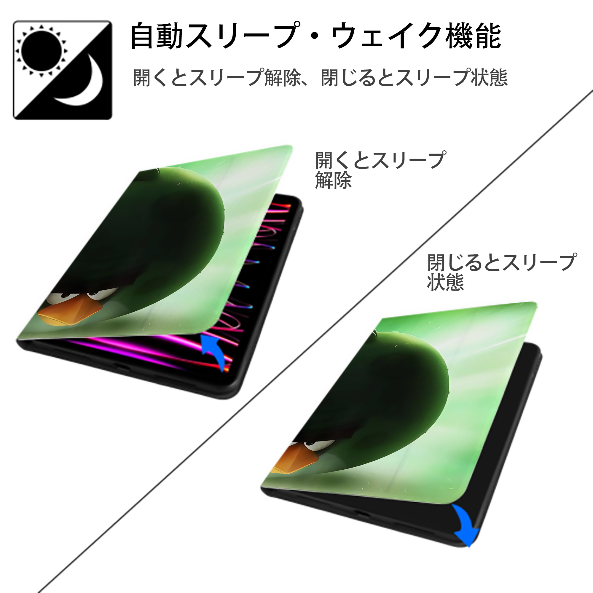 Angry Birds アングリーバード IPadケース ペンホルダー付き ブックスタイルデザイン