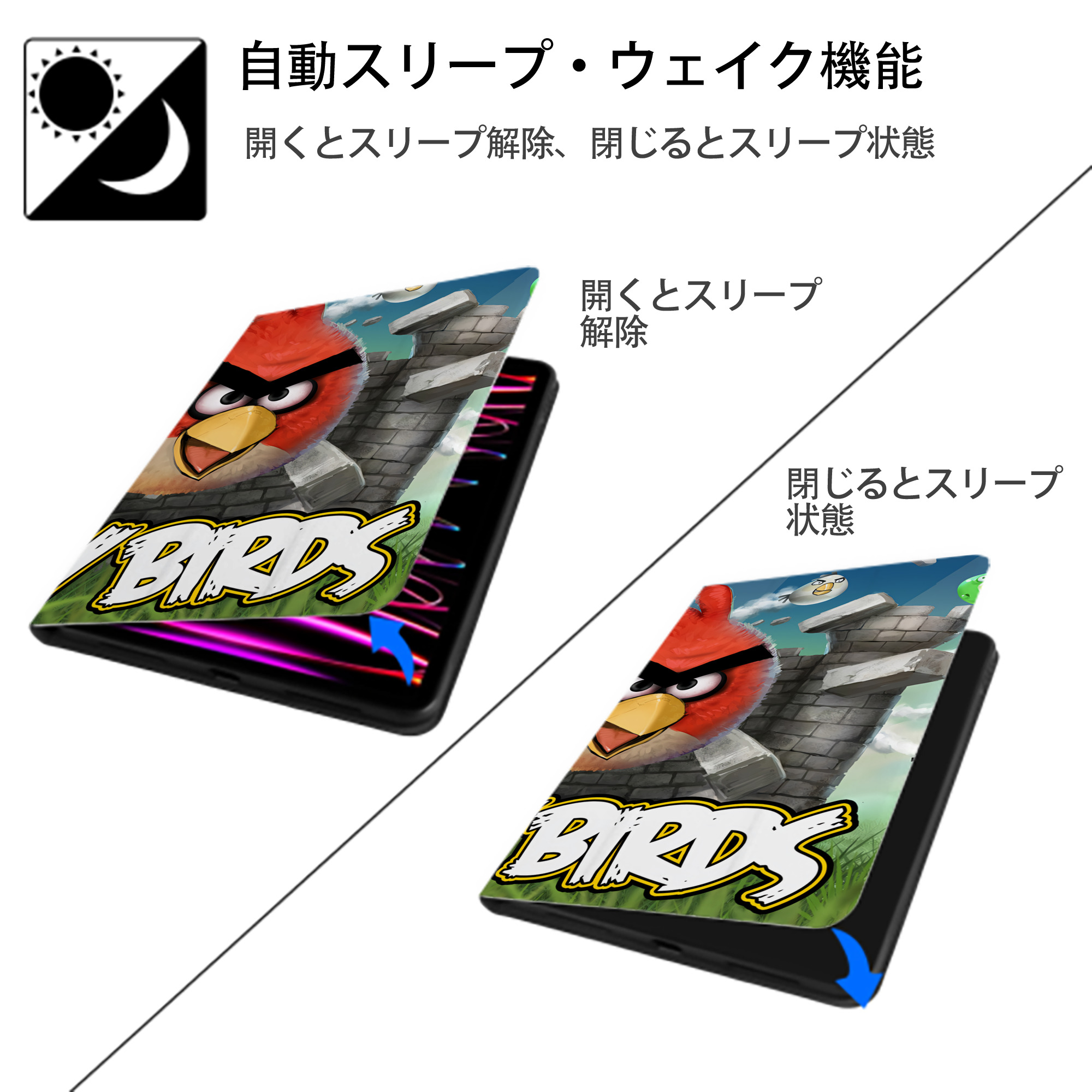 Angry Birds アングリーバード IPadケース ペンホルダー付き ブックスタイルデザイン