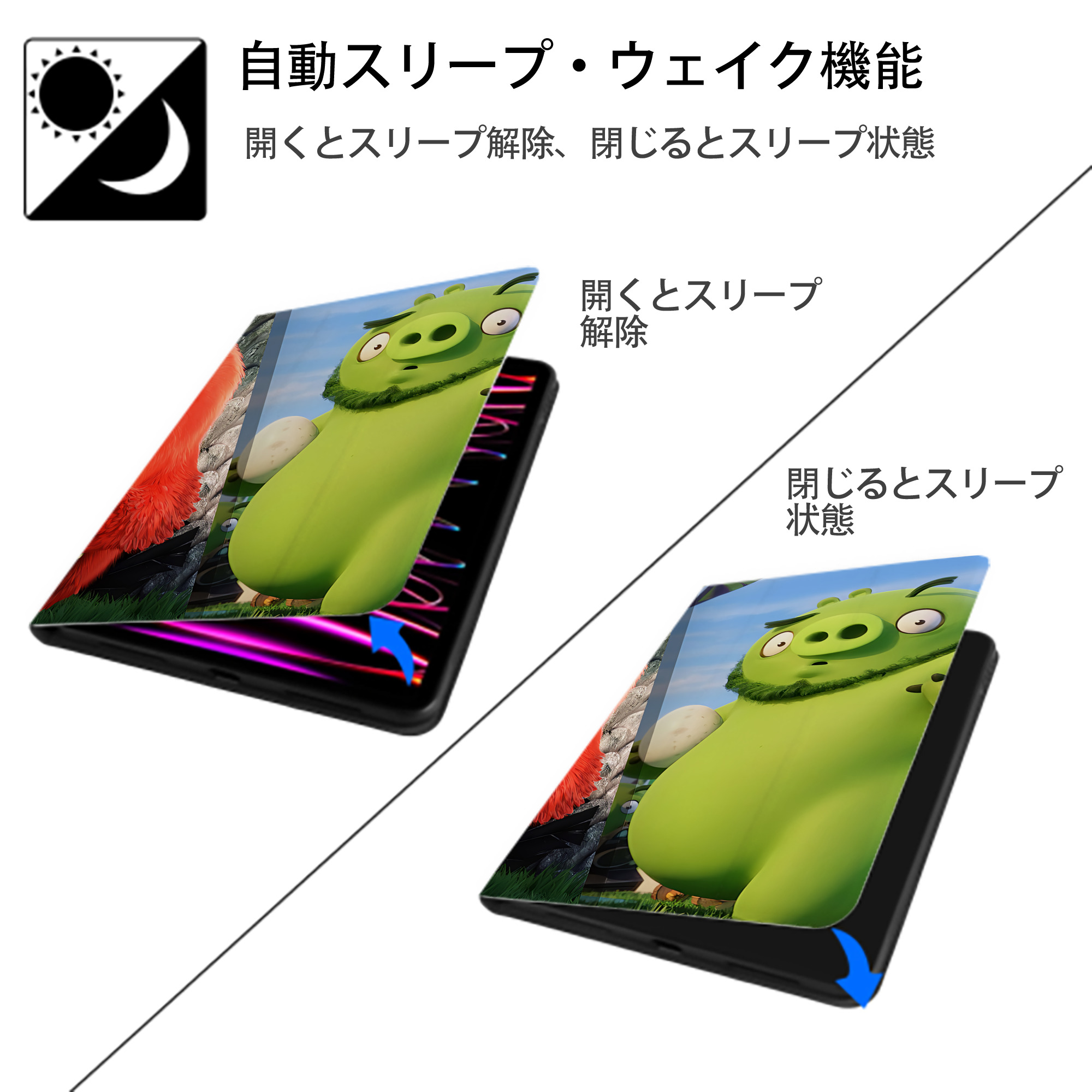 Angry Birds アングリーバード IPadケース ペンホルダー付き ブックスタイルデザイン