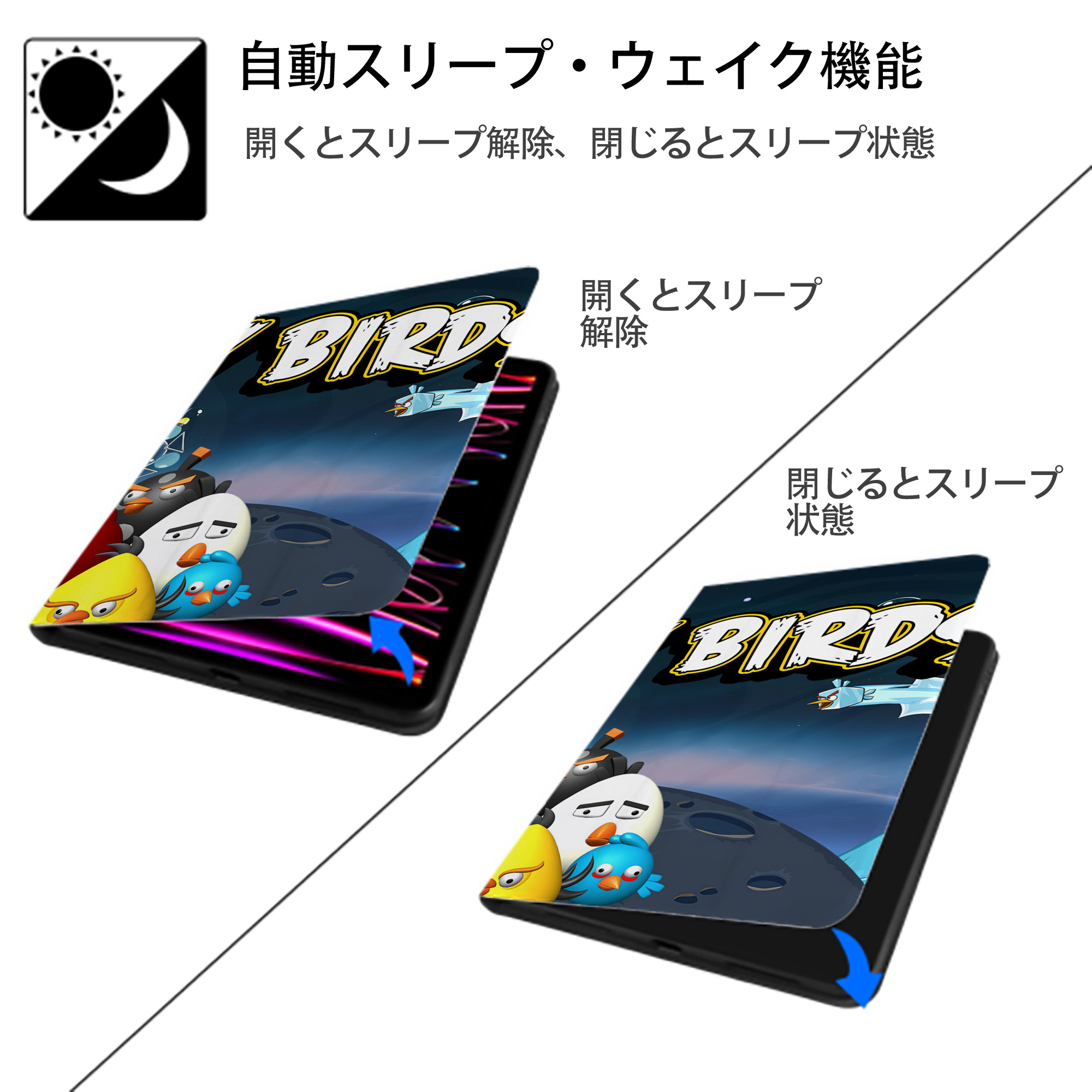 Angry Birds アングリーバード IPadケース ペンホルダー付き ブックスタイルデザイン