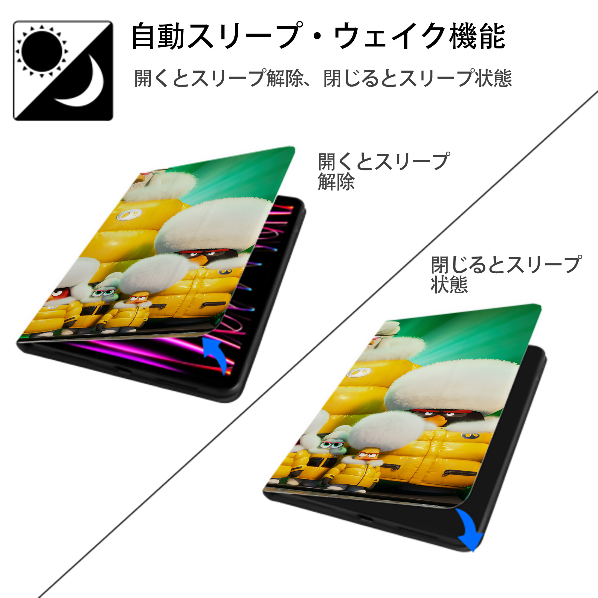 Angry Birds アングリーバード IPadケース ペンホルダー付き ブックスタイルデザイン