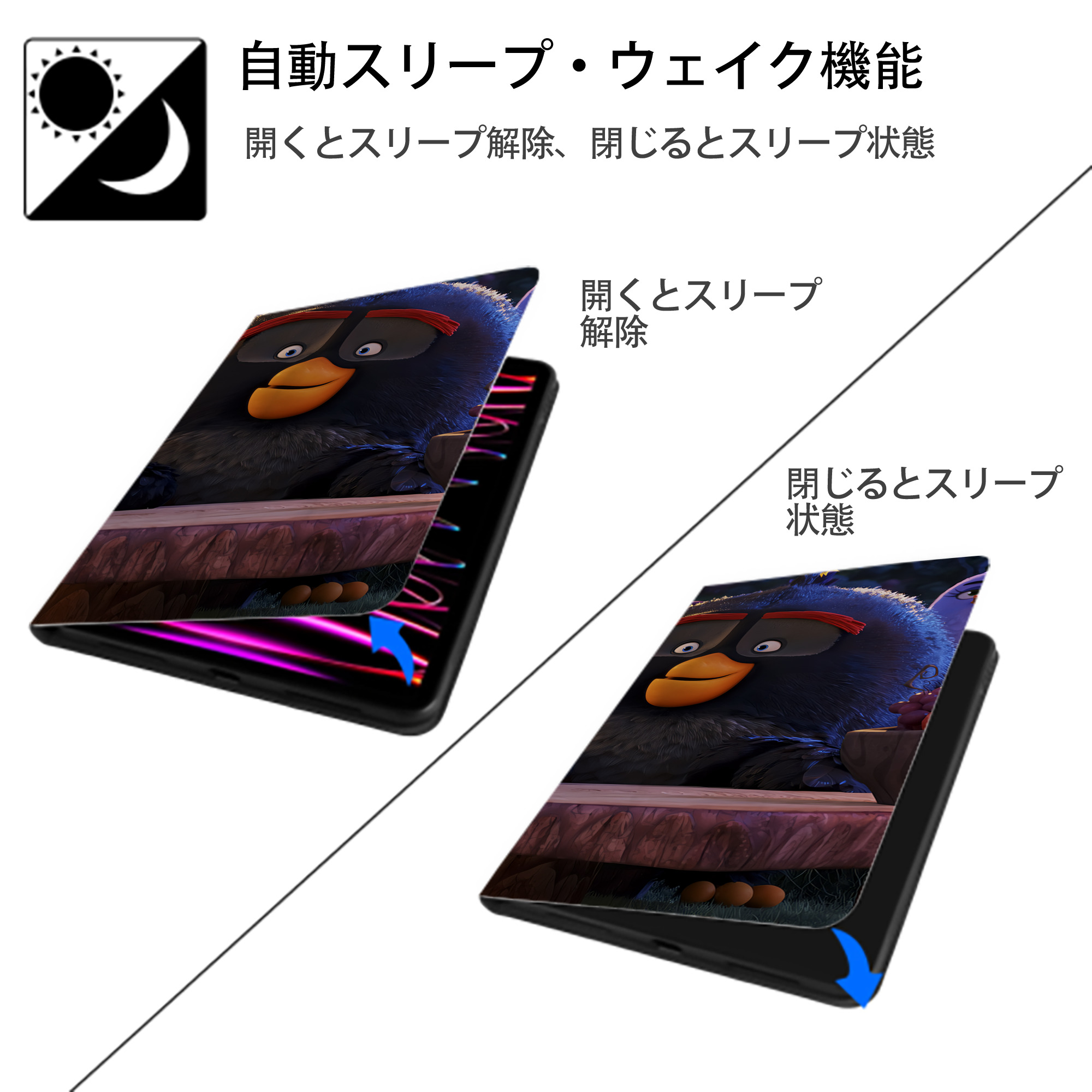 Angry Birds アングリーバード IPadケース ペンホルダー付き ブックスタイルデザイン