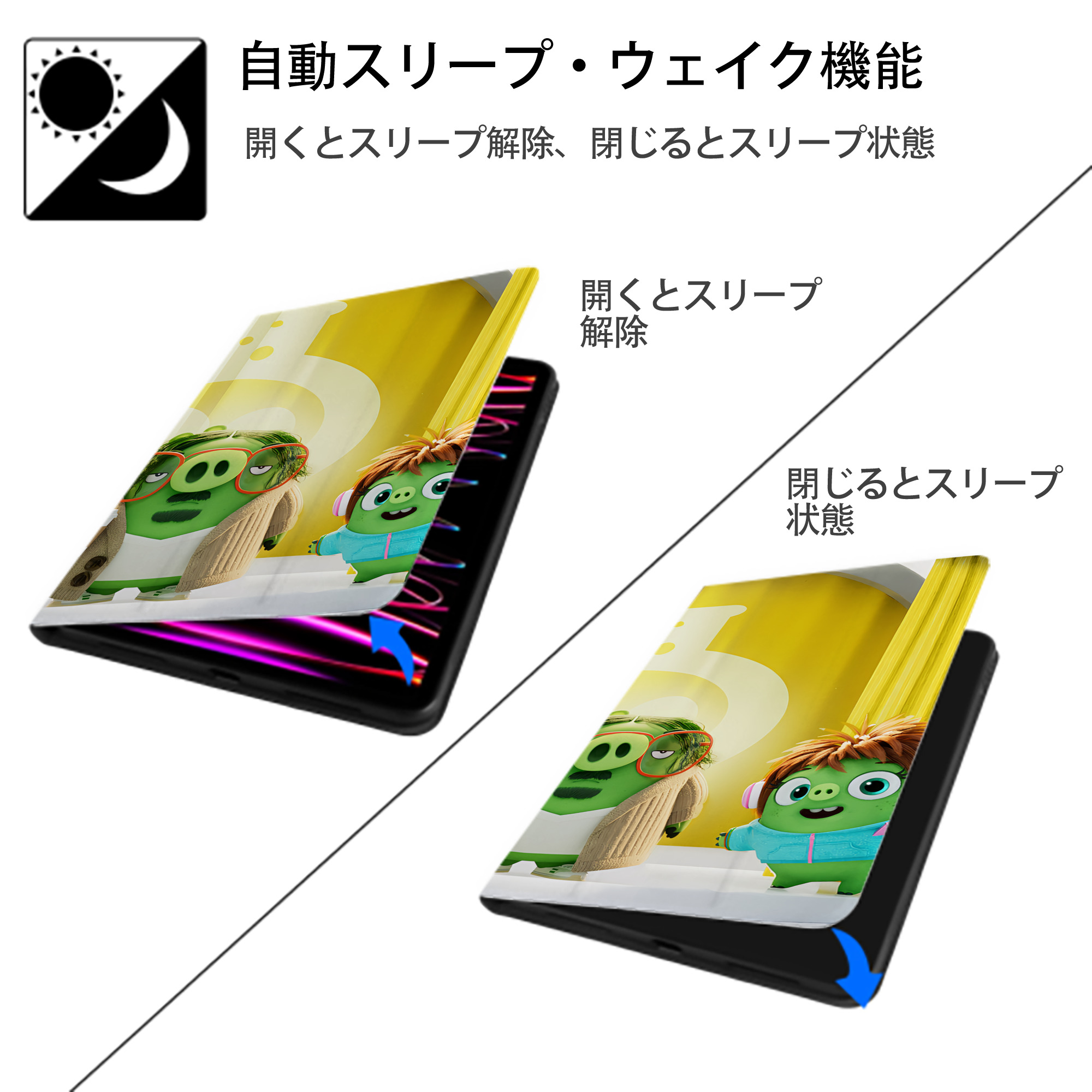 Angry Birds アングリーバード IPadケース ペンホルダー付き ブックスタイルデザイン