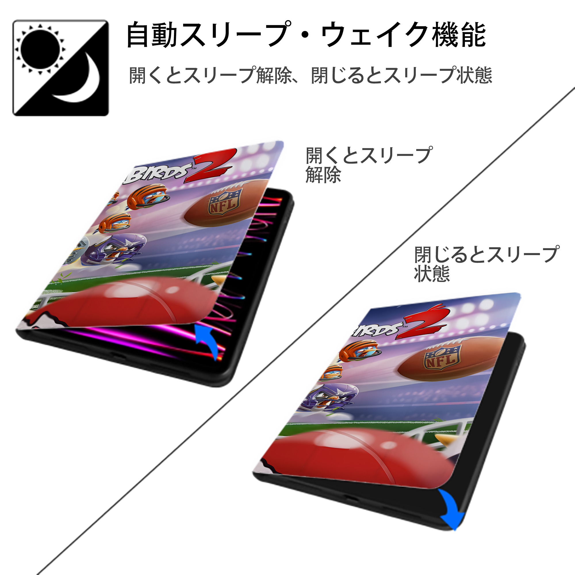 Angry Birds アングリーバード IPadケース ペンホルダー付き ブックスタイルデザイン