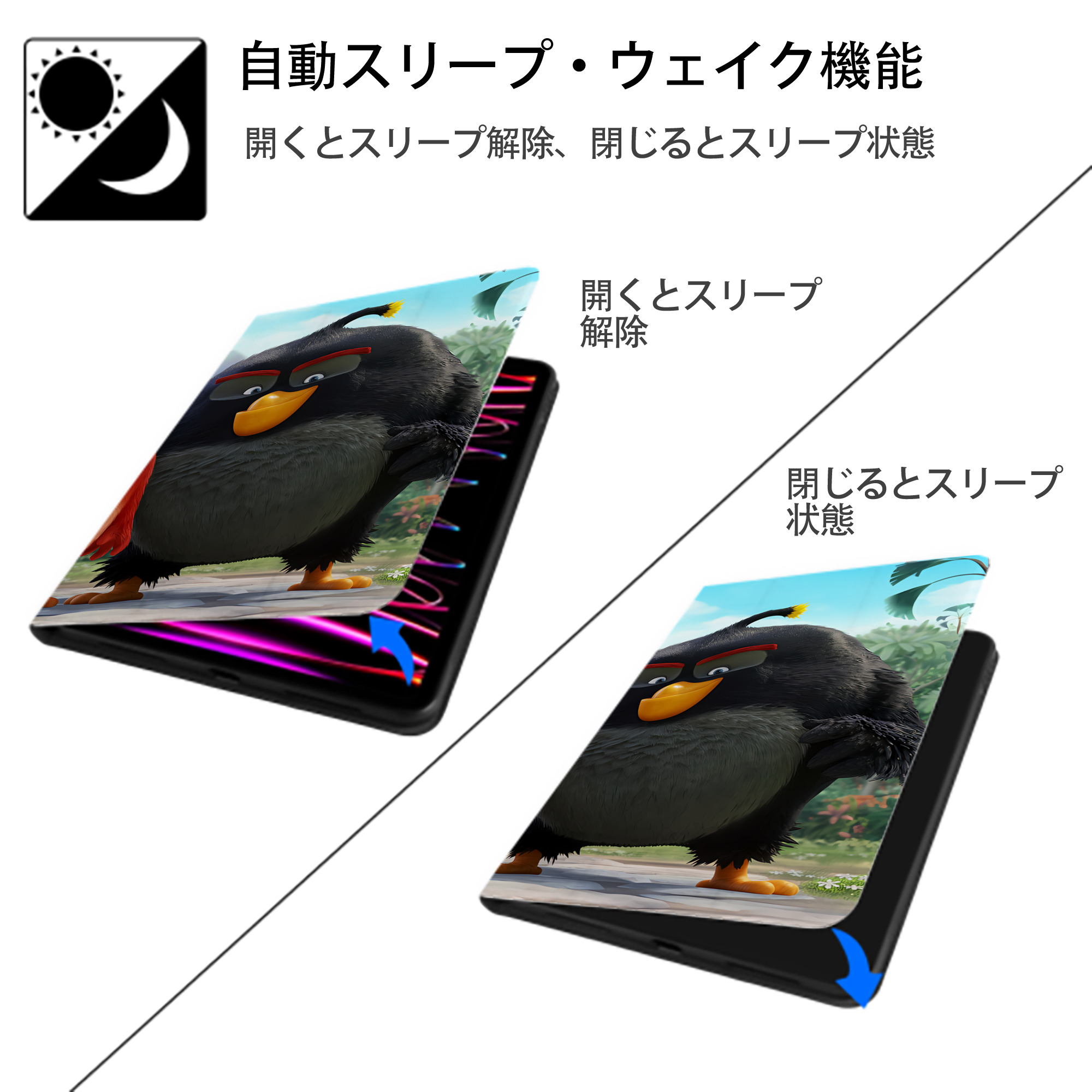 Angry Birds アングリーバード IPadケース ペンホルダー付き ブックスタイルデザイン