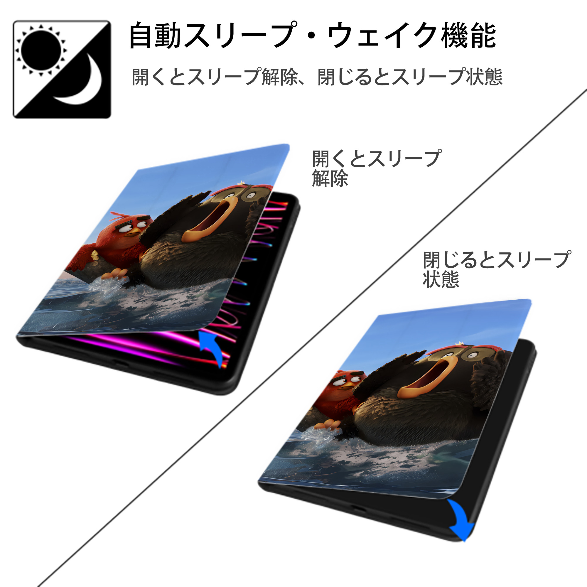 Angry Birds アングリーバード IPadケース ペンホルダー付き ブックスタイルデザイン