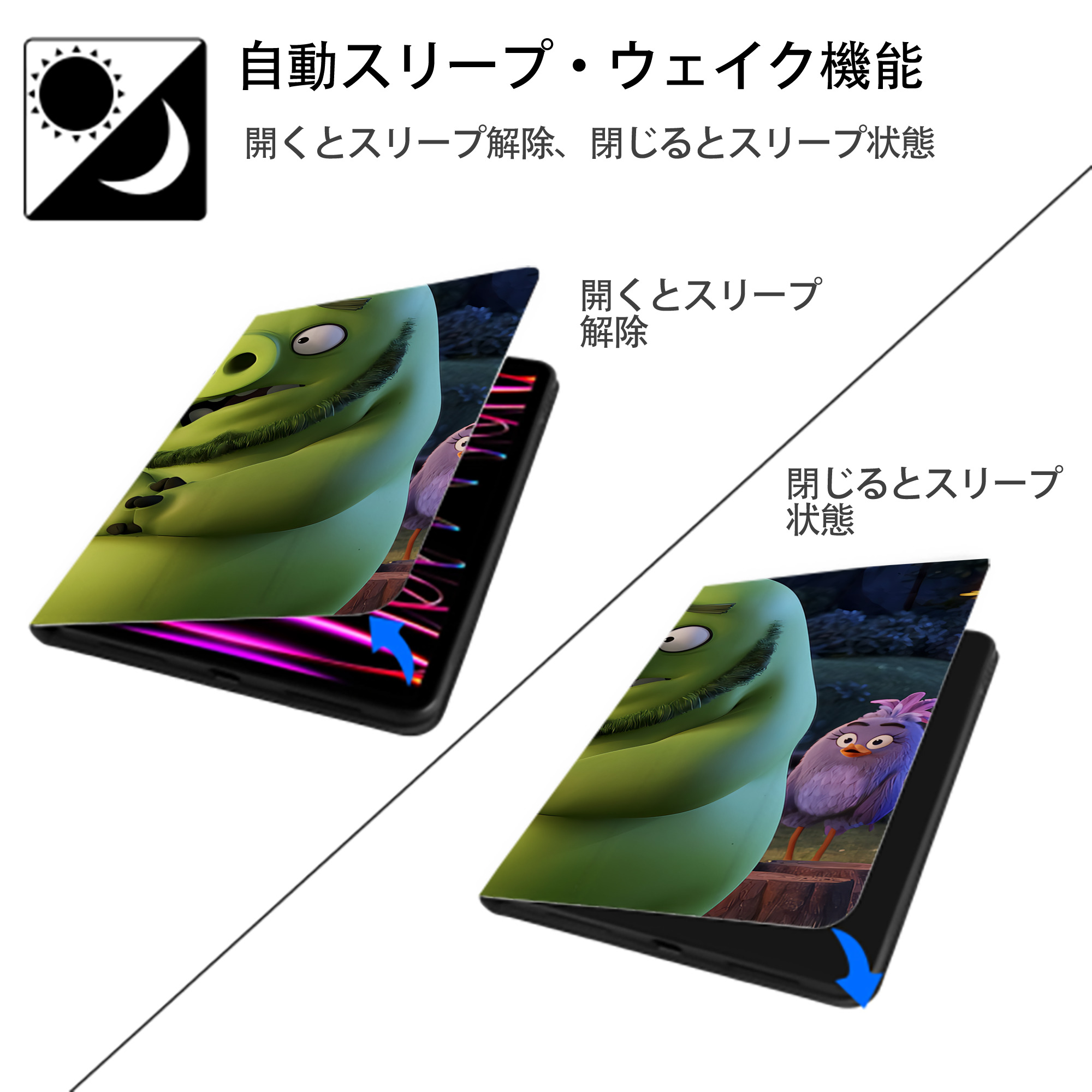 Angry Birds アングリーバード IPadケース ペンホルダー付き ブックスタイルデザイン