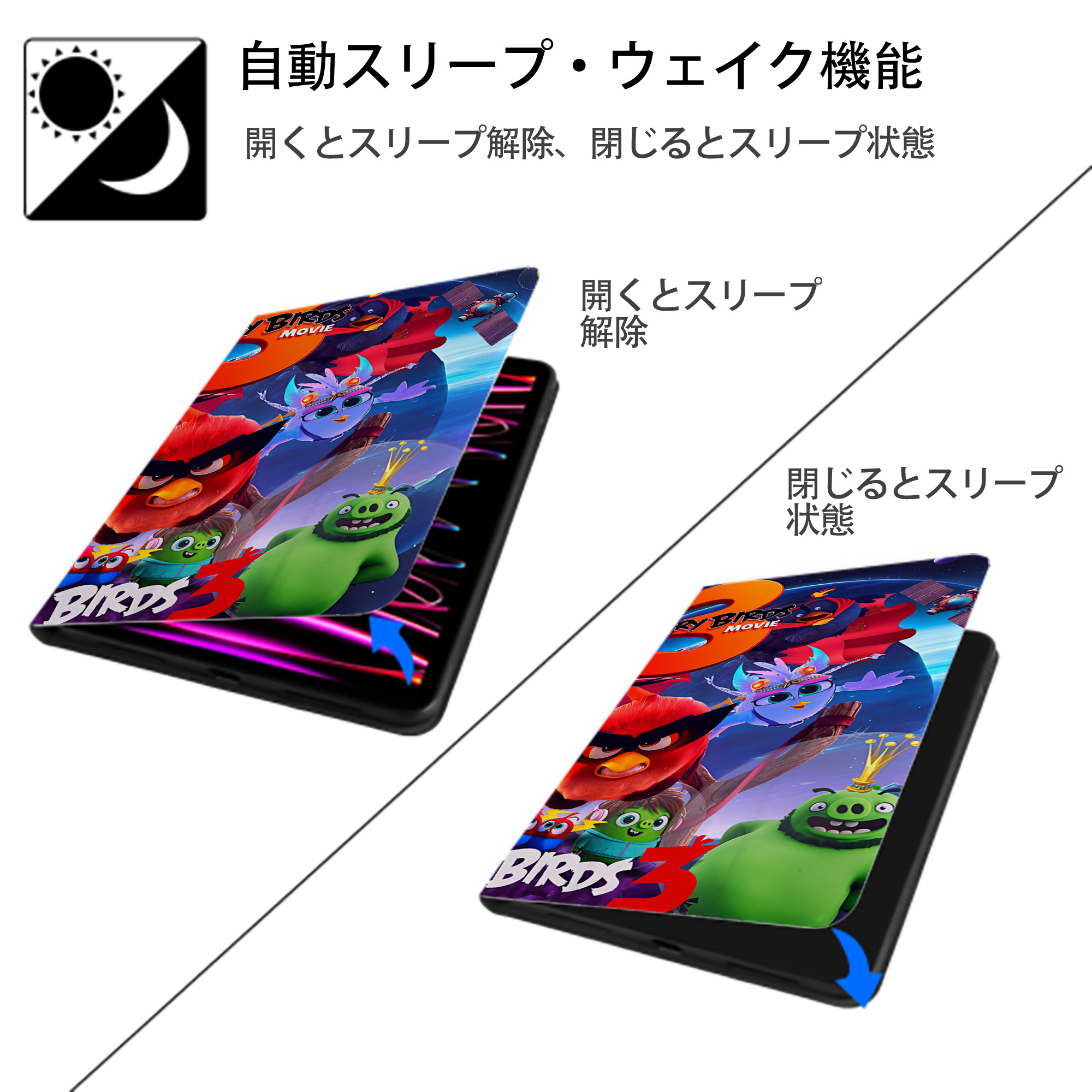 Angry Birds アングリーバード IPadケース ペンホルダー付き ブックスタイルデザイン